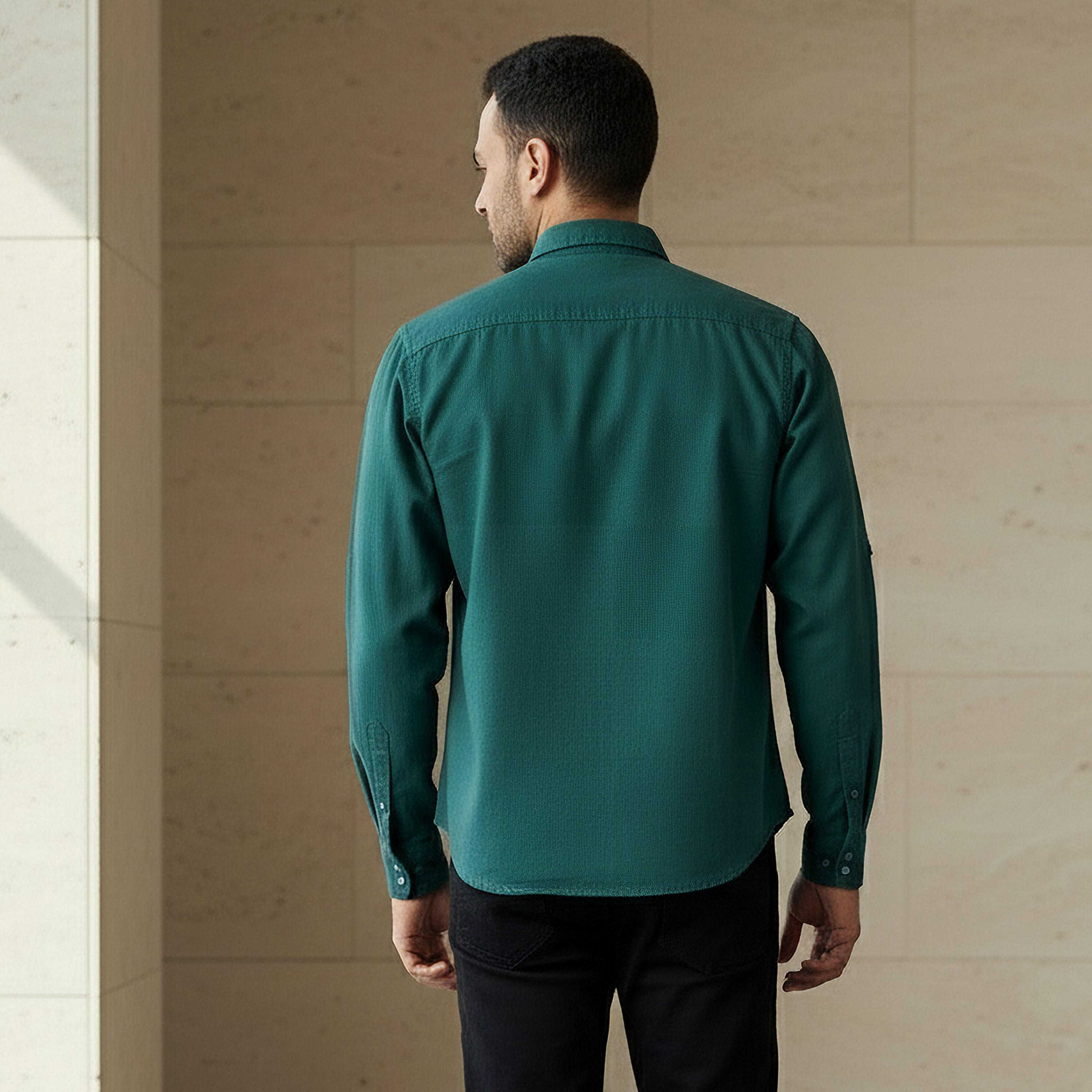 Men Regular Fit Collared Long Sleeves Denim Shirt-men-clothing-shirts-image-3