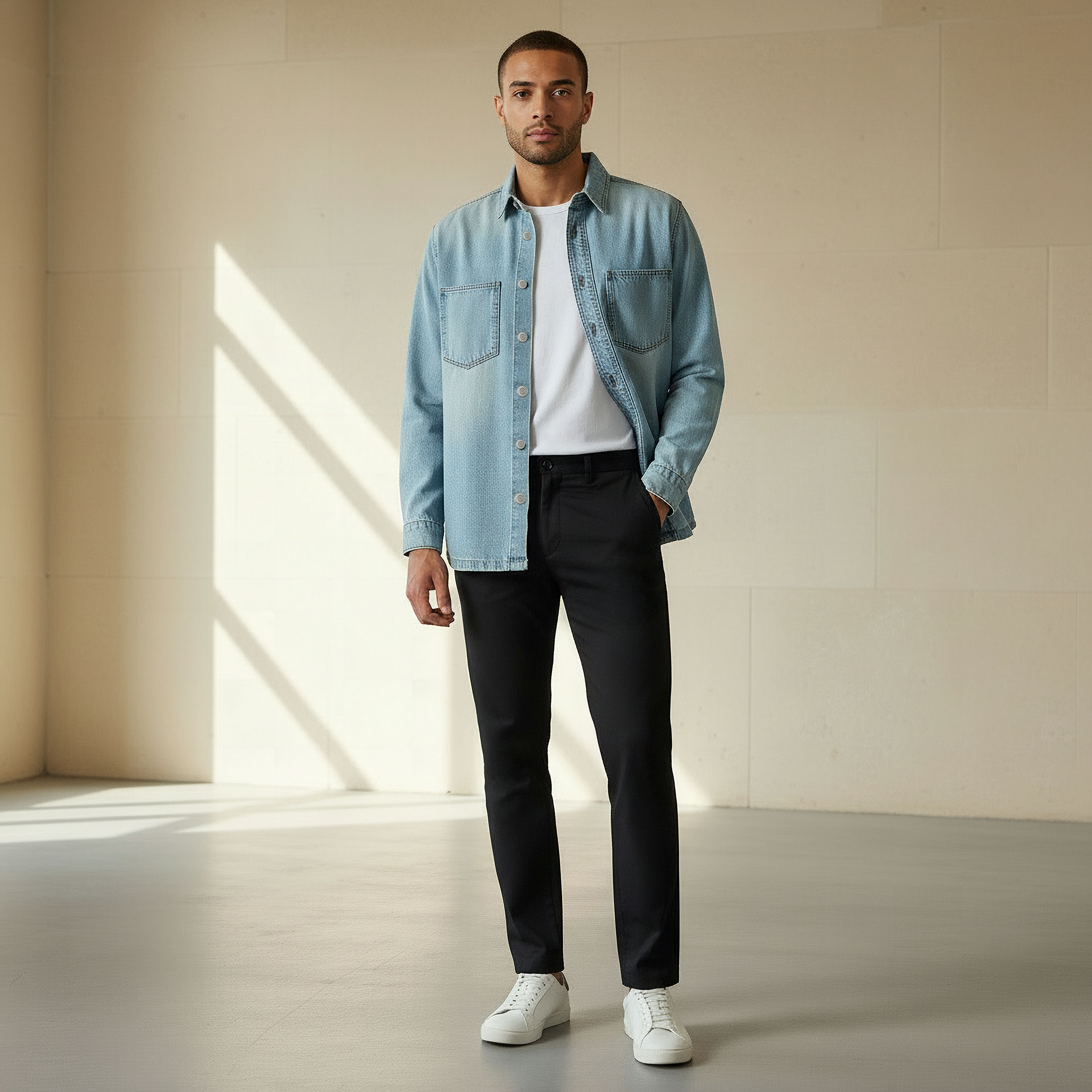 قميص دينم رجالي بأكمام طويلة وقصة عادية وياقة كلاسيكية-men-clothing-shirts-image-3