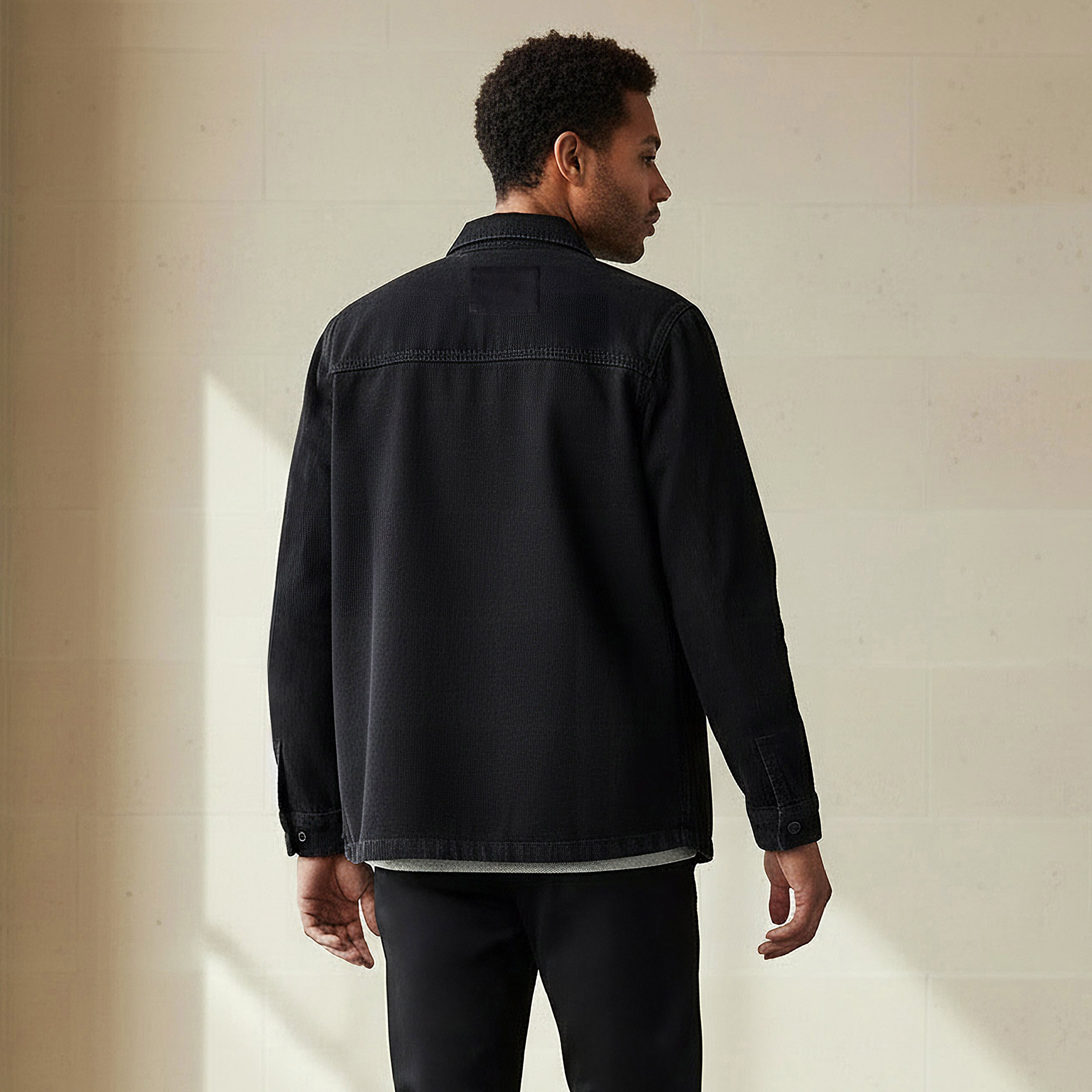 Men Regular Fit Collared Denim Long Sleeves Shirt-men-clothing-shirts-image-2
