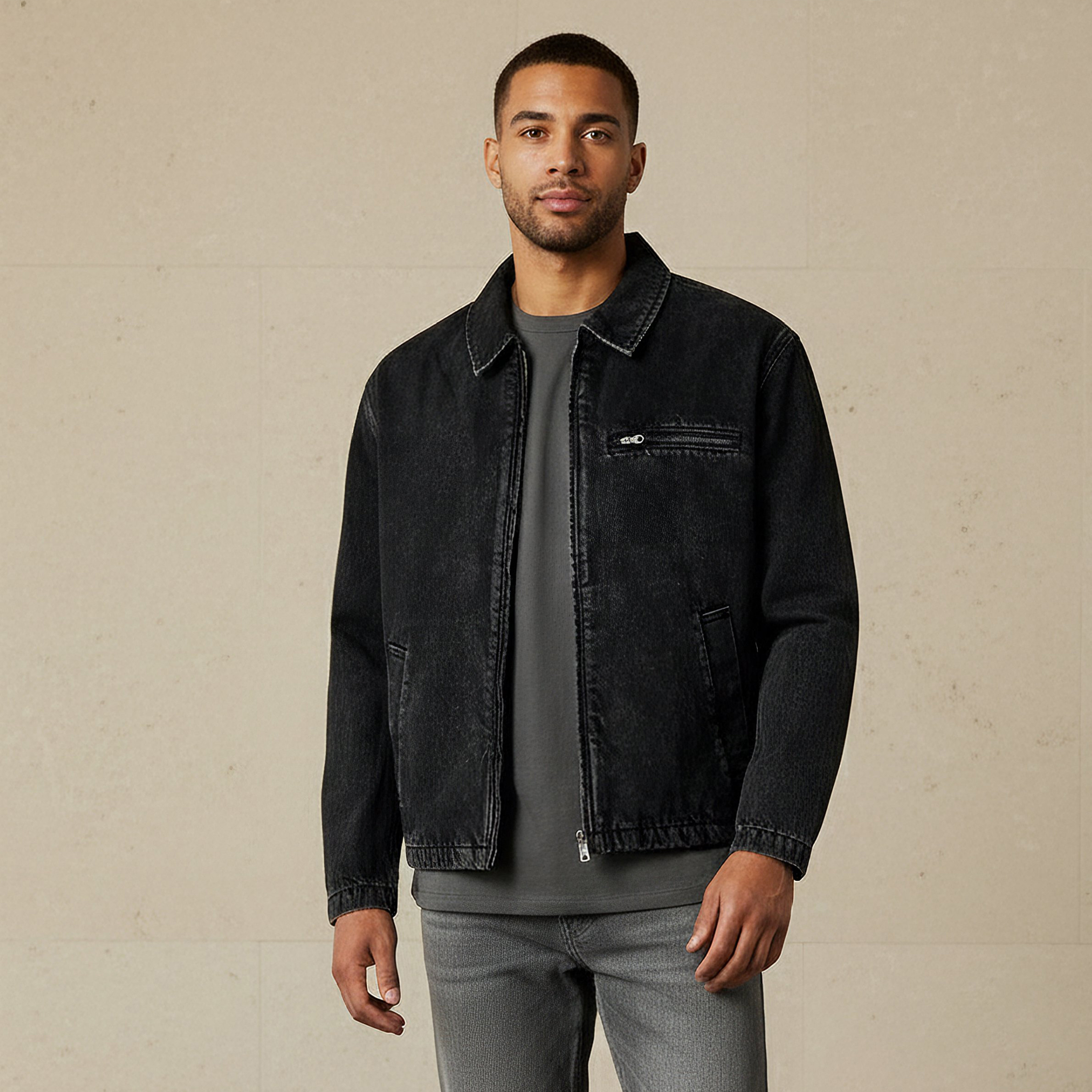 Men Regular Fit Zip Through Denim Jacket-men-clothing-jacketsandblazers-jackets-image-1