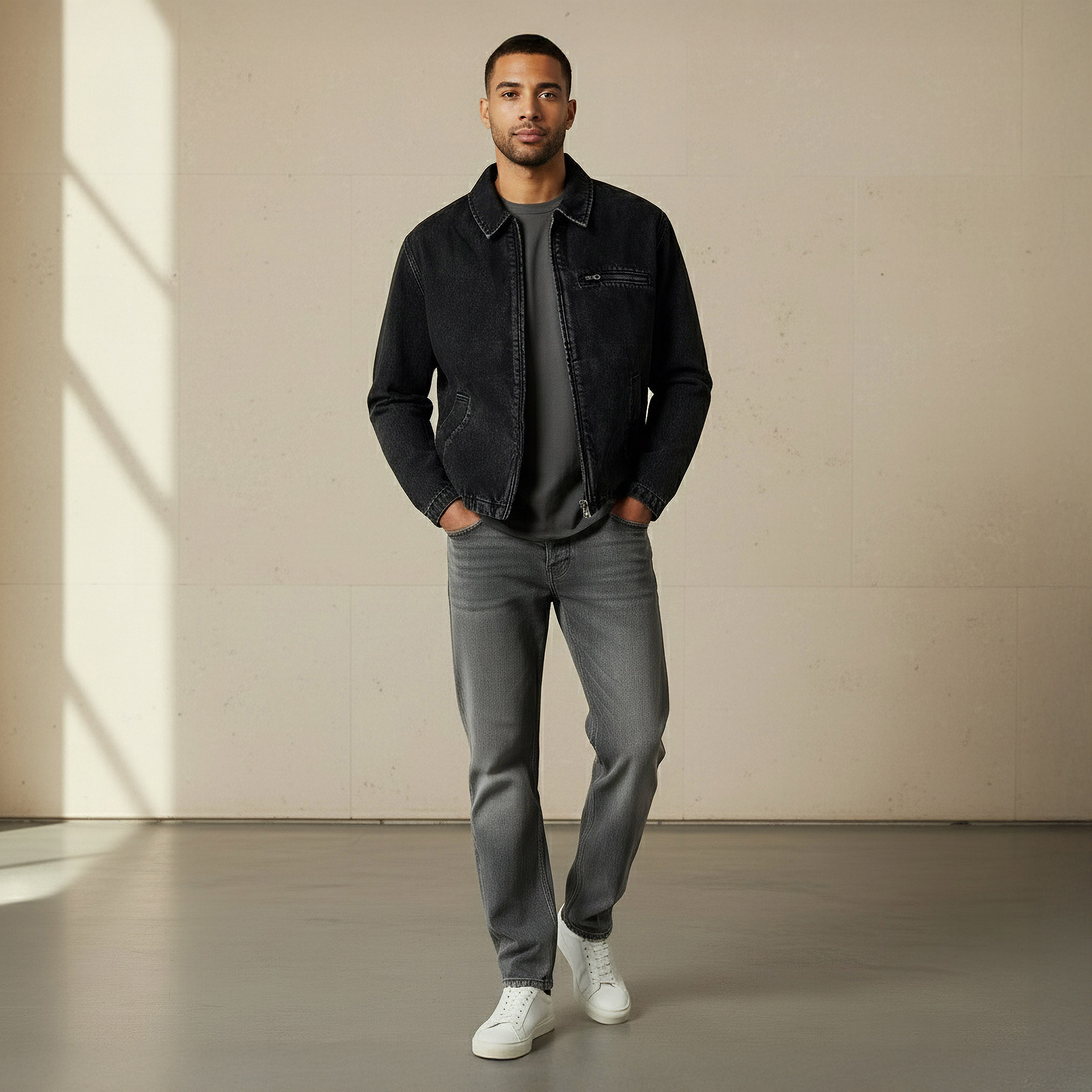 Men Regular Fit Zip Through Denim Jacket-men-clothing-jacketsandblazers-jackets-image-2