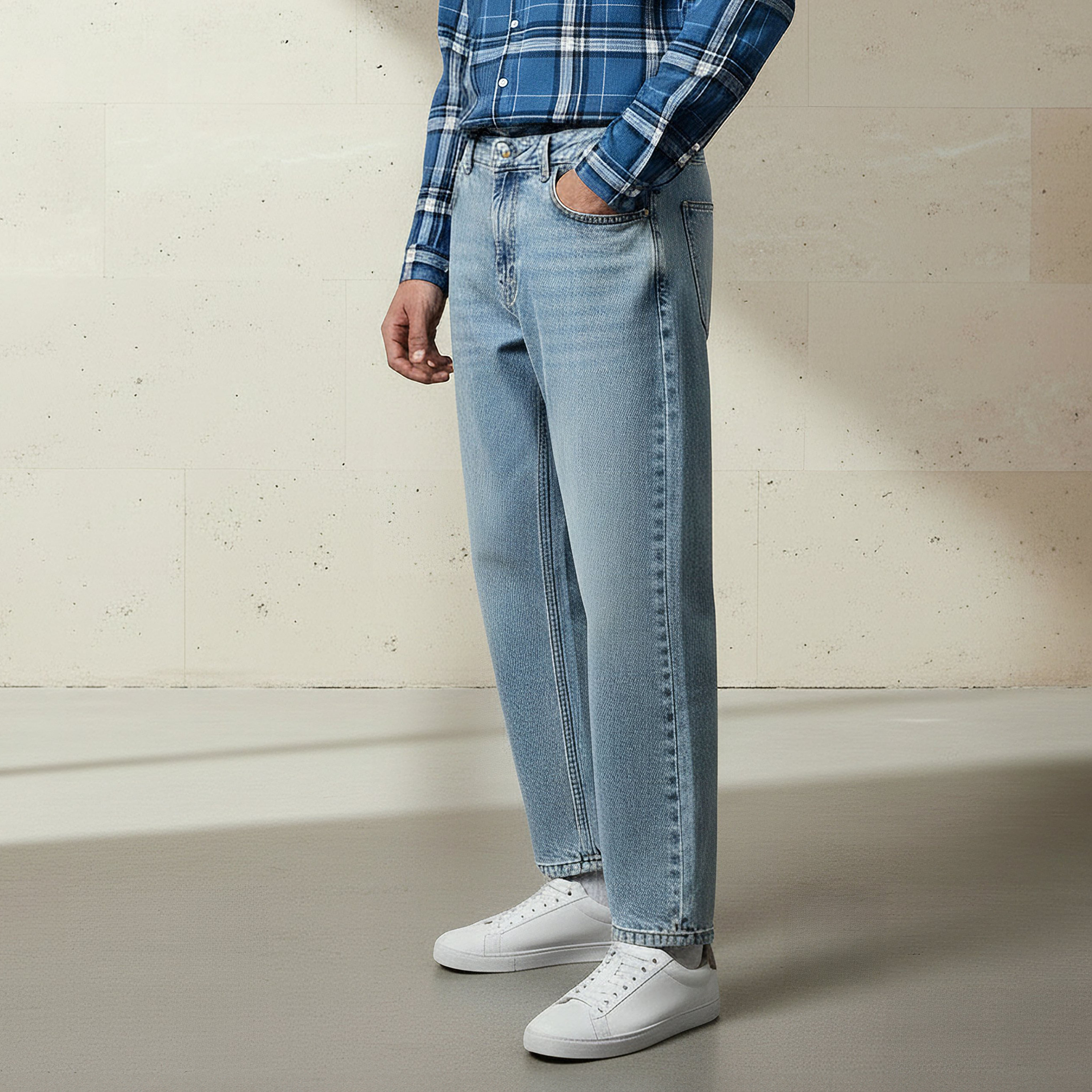 Men Baggy Fit Mid-Rise Pocket Jeans-men-clothing-bottoms-jeans-image-1