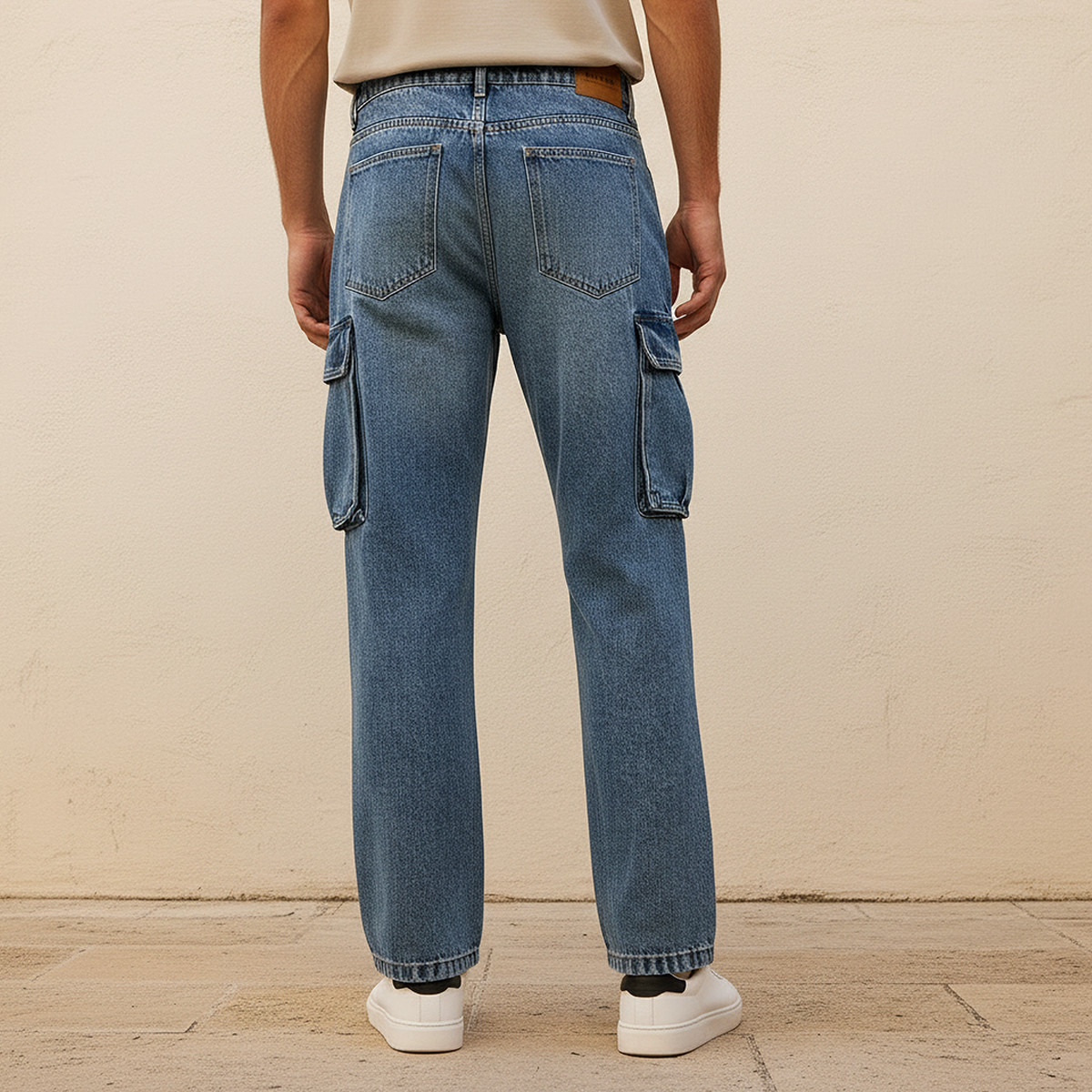 Men Regular Fit Mid-Rise Cargo Jeans-men-clothing-bottoms-jeans-image-4