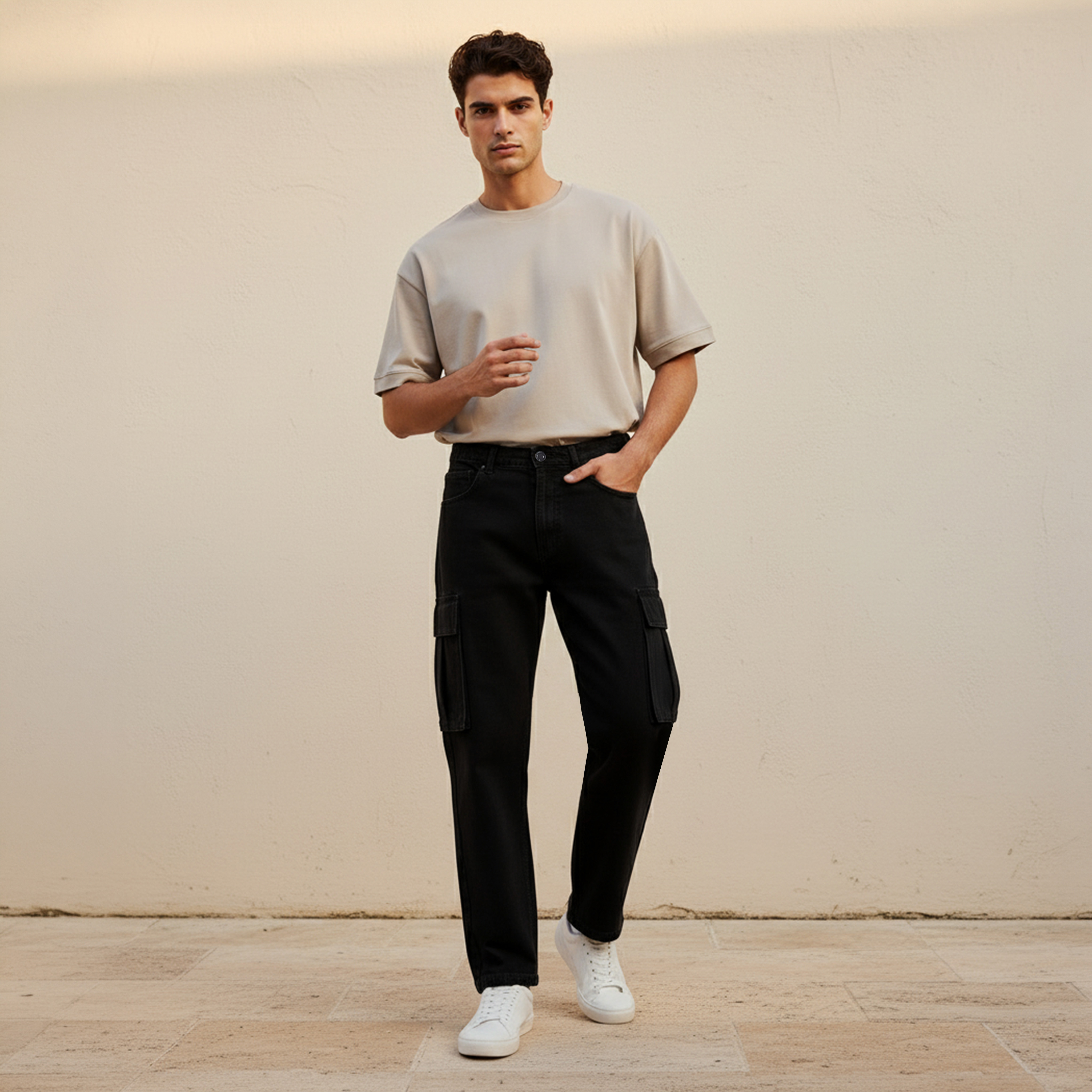 Men Regular Fit Mid-Rise Cargo Jeans-men-clothing-bottoms-jeans-image-3