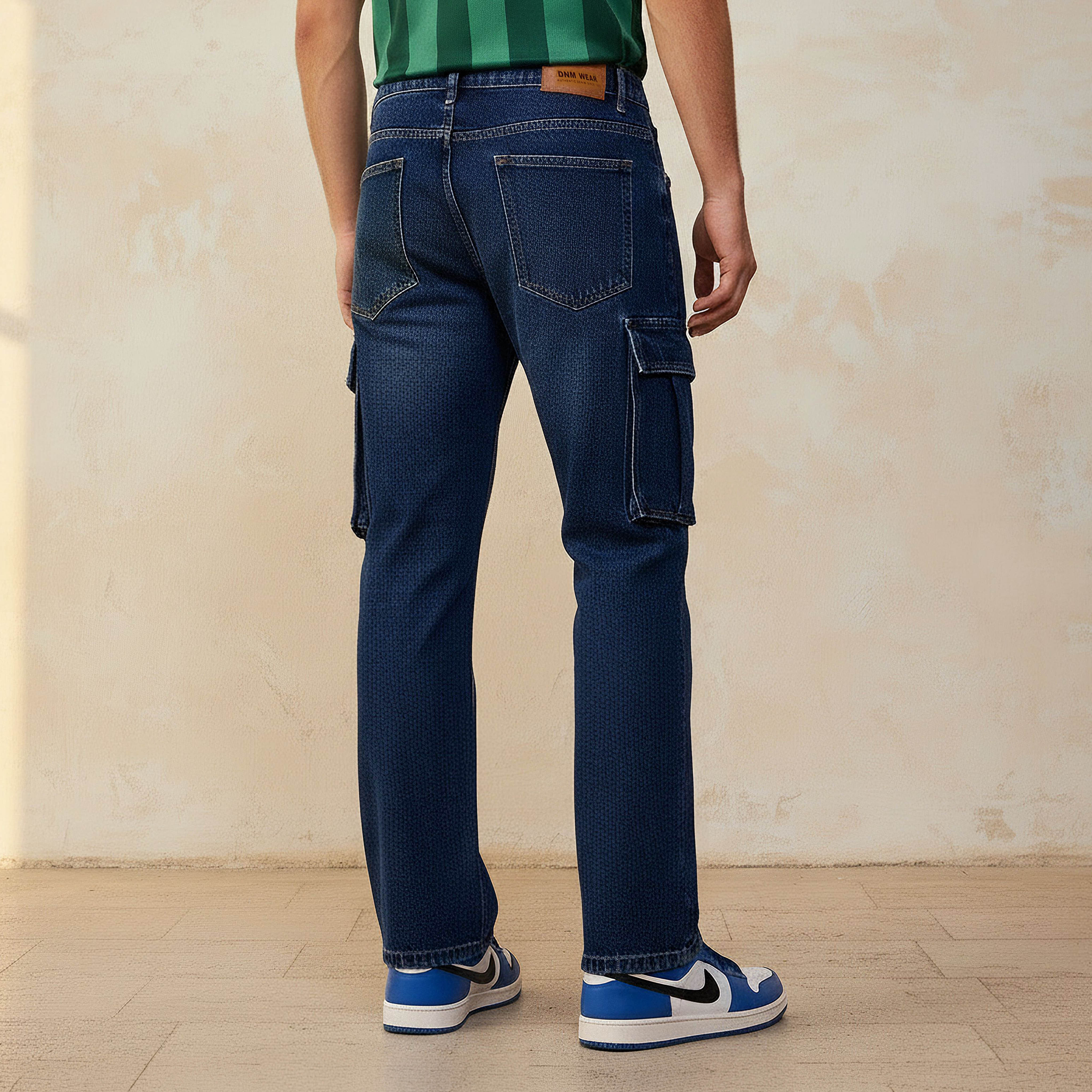 Men Regular Fit Mid-Rise Cargo Jeans-men-clothing-bottoms-jeans-image-4