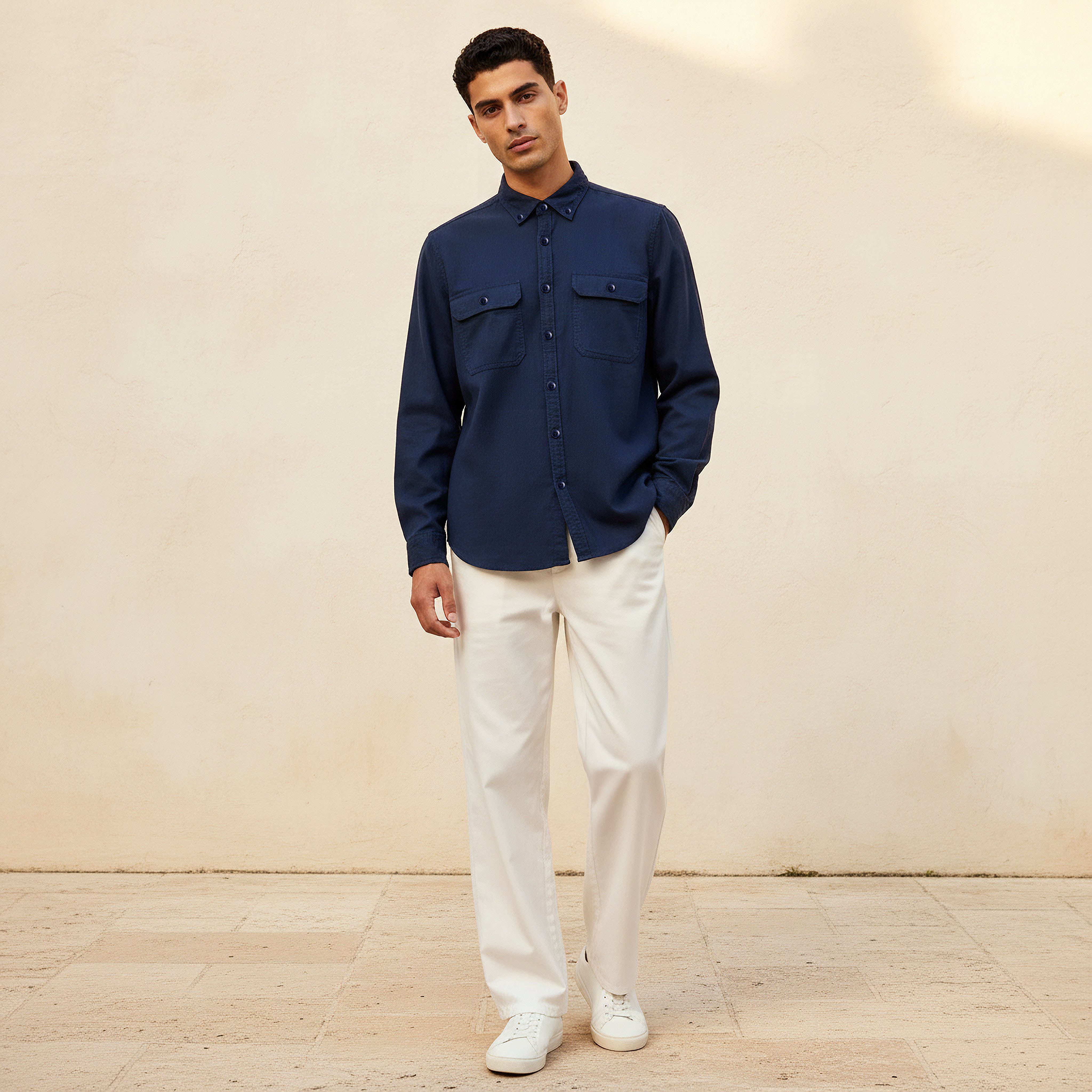 Men Regular Fit Collared Long Sleeve Shirt-men-clothing-shirts-image-3