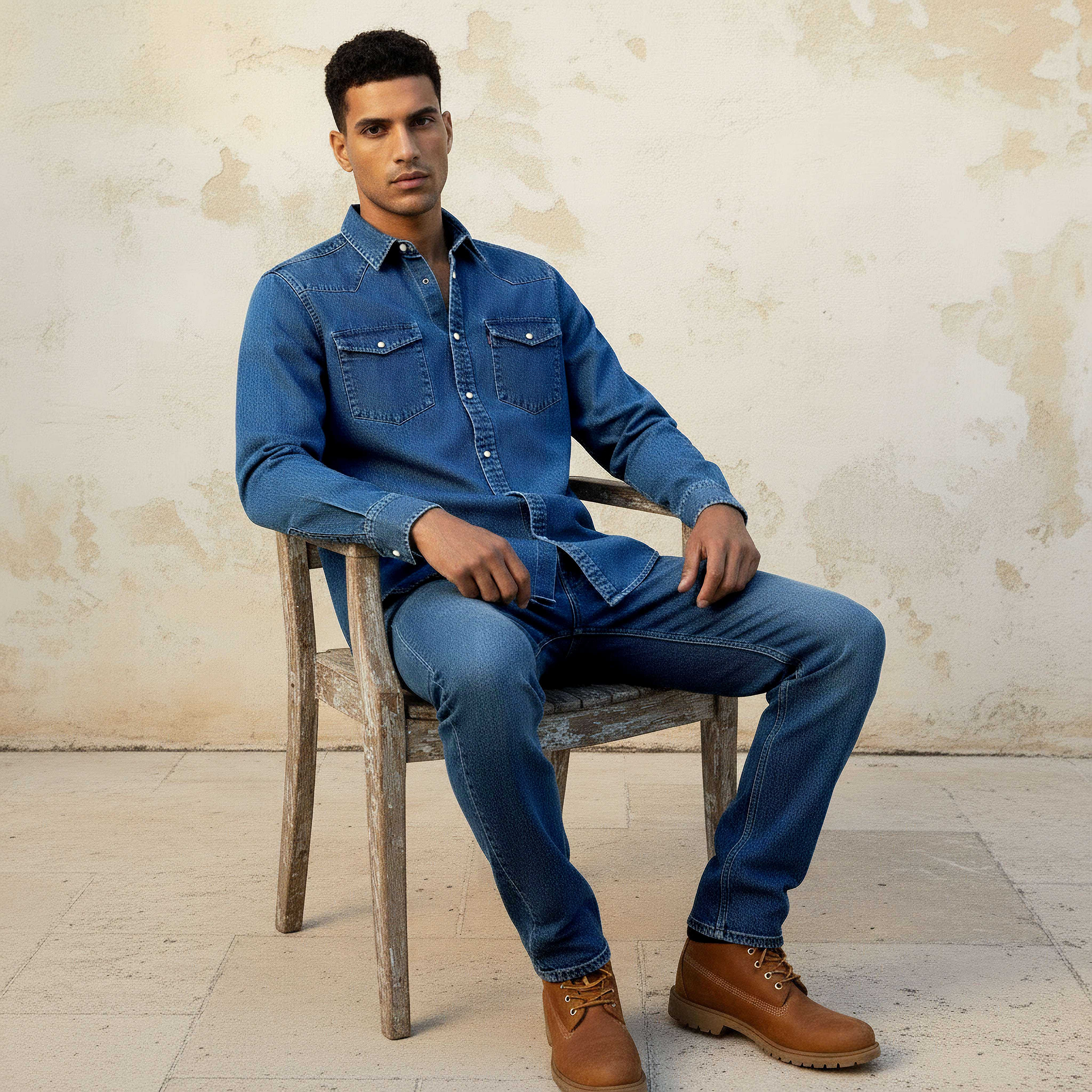 Men Regular Fit Collared Denim Long Sleeves Shirt-men-clothing-shirts-image-3