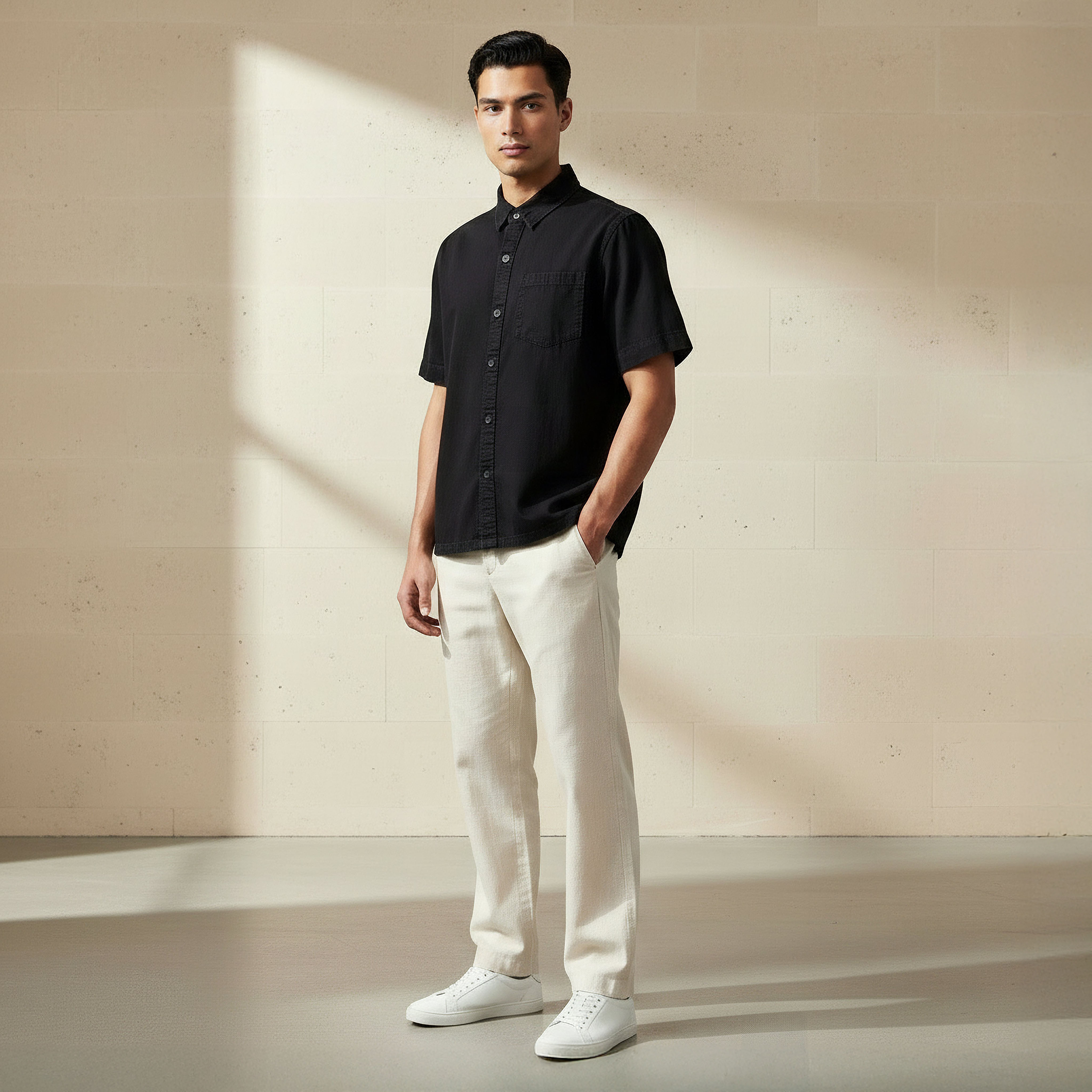 Men Relaxed Fit Collared Short Sleeves Shirt-men-clothing-shirts-image-3
