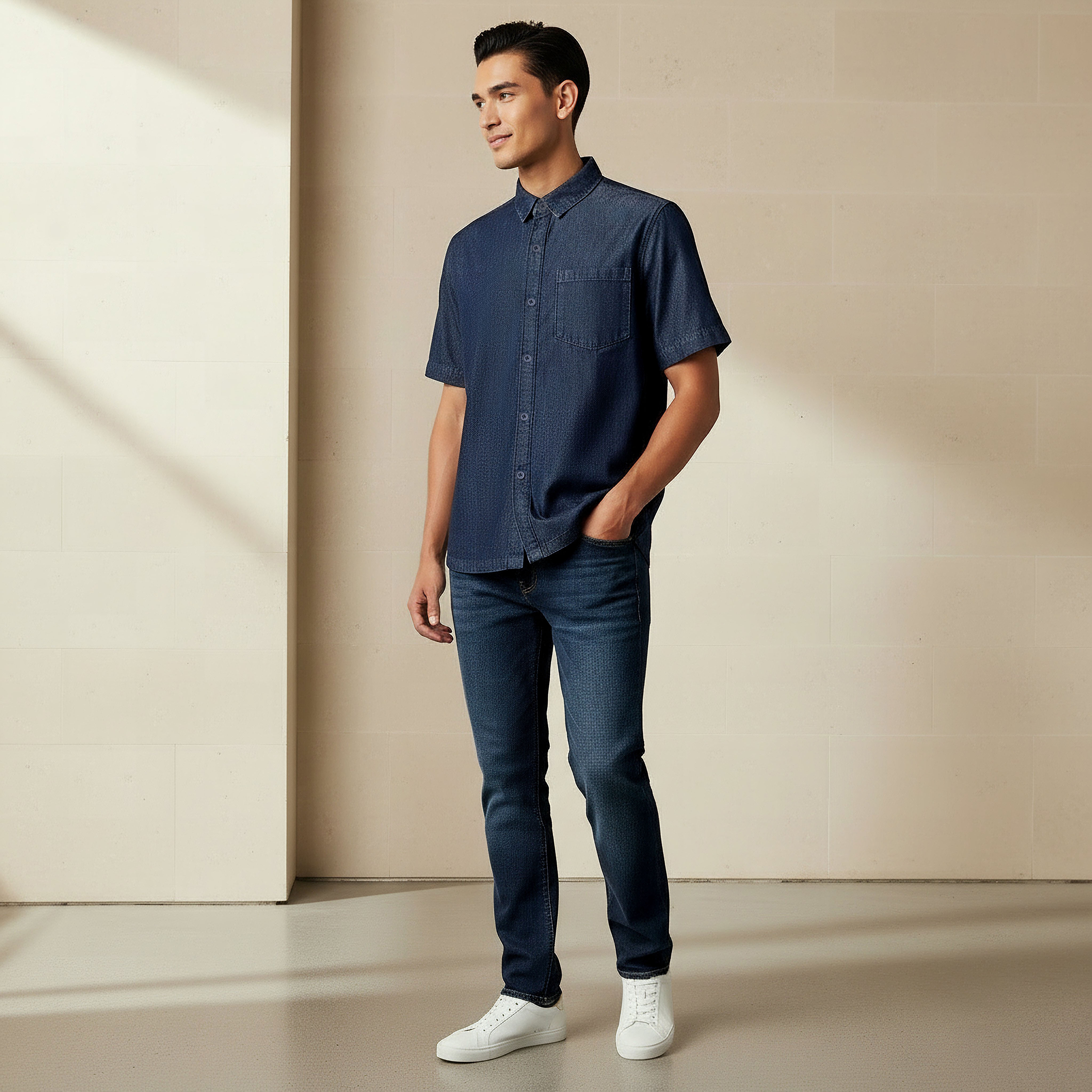 Men Relaxed Fit Collared Short Sleeves Shirt-men-clothing-shirts-image-3