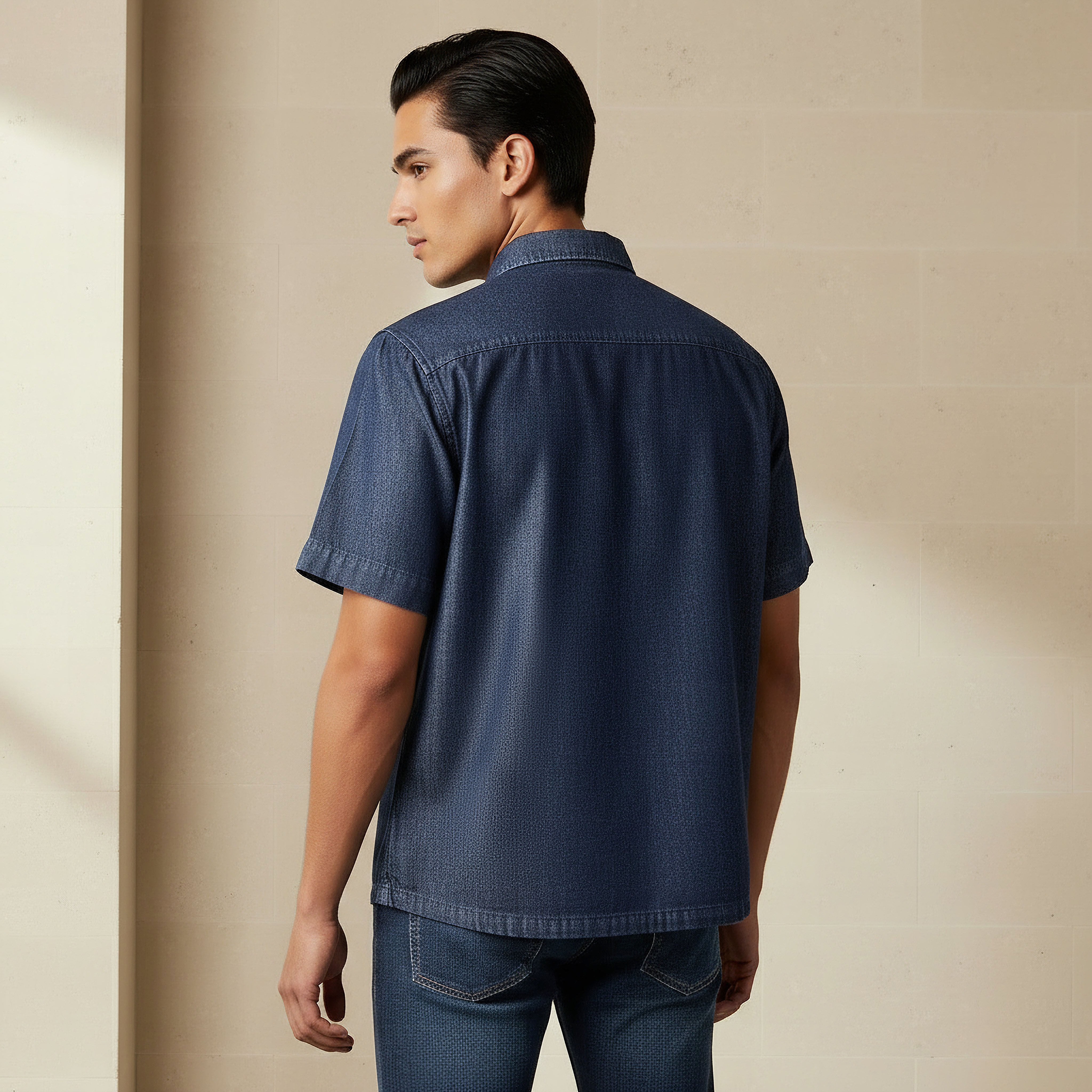 Men Relaxed Fit Collared Short Sleeves Shirt-men-clothing-shirts-image-4