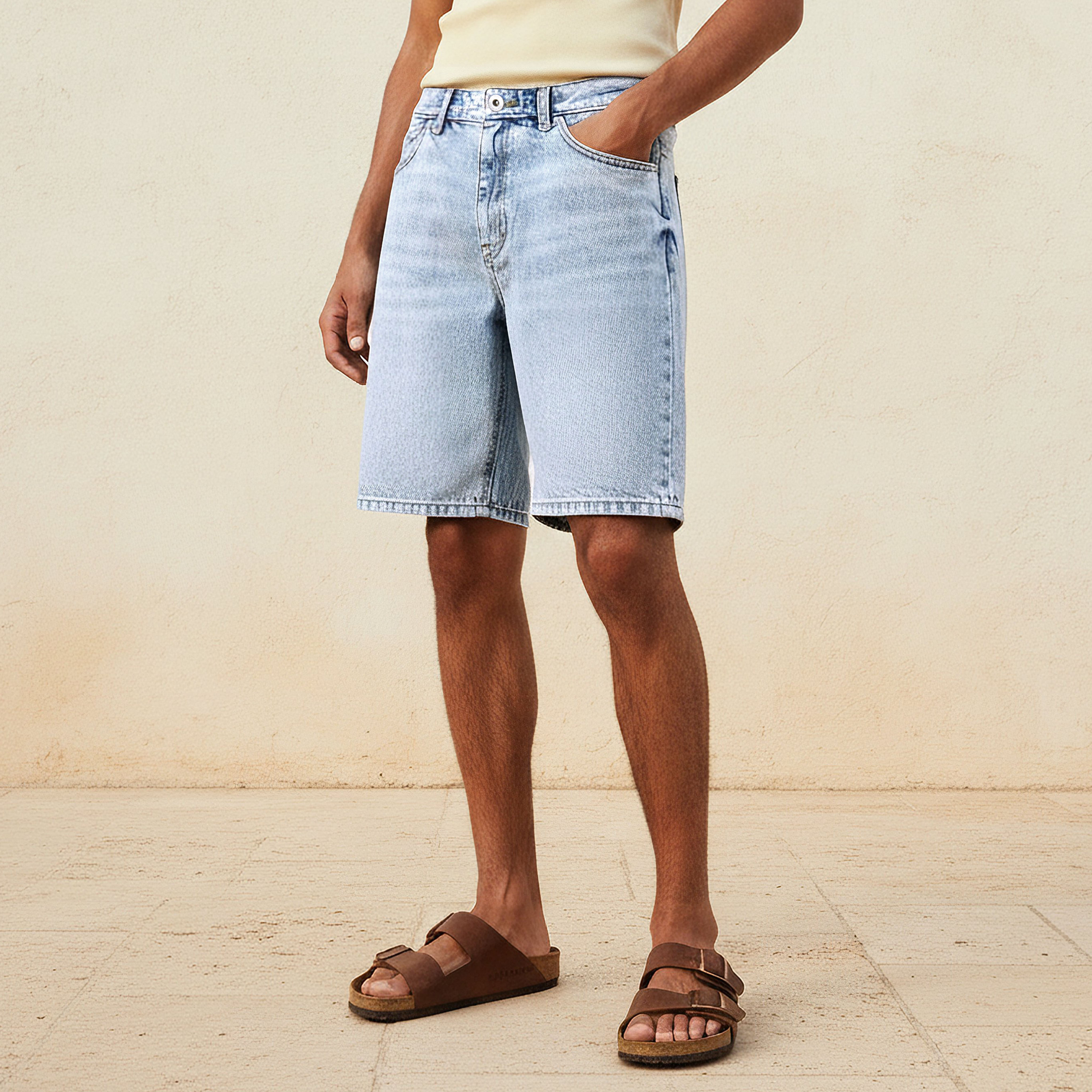 Men Regular Fit Shorts Denim-men-clothing-bottoms-shorts-image-1
