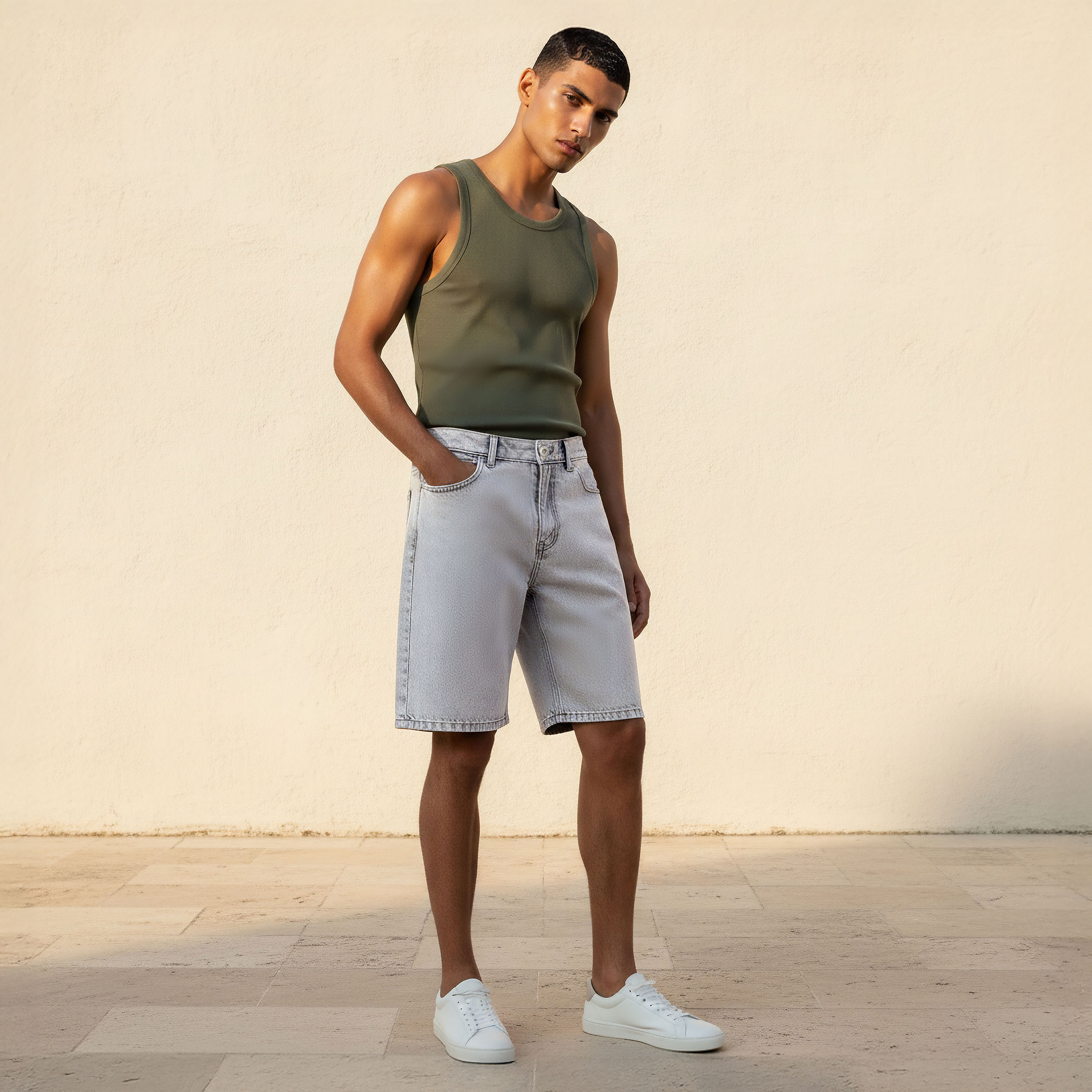 Men Regular Fit Shorts Denim-men-clothing-bottoms-shorts-image-3