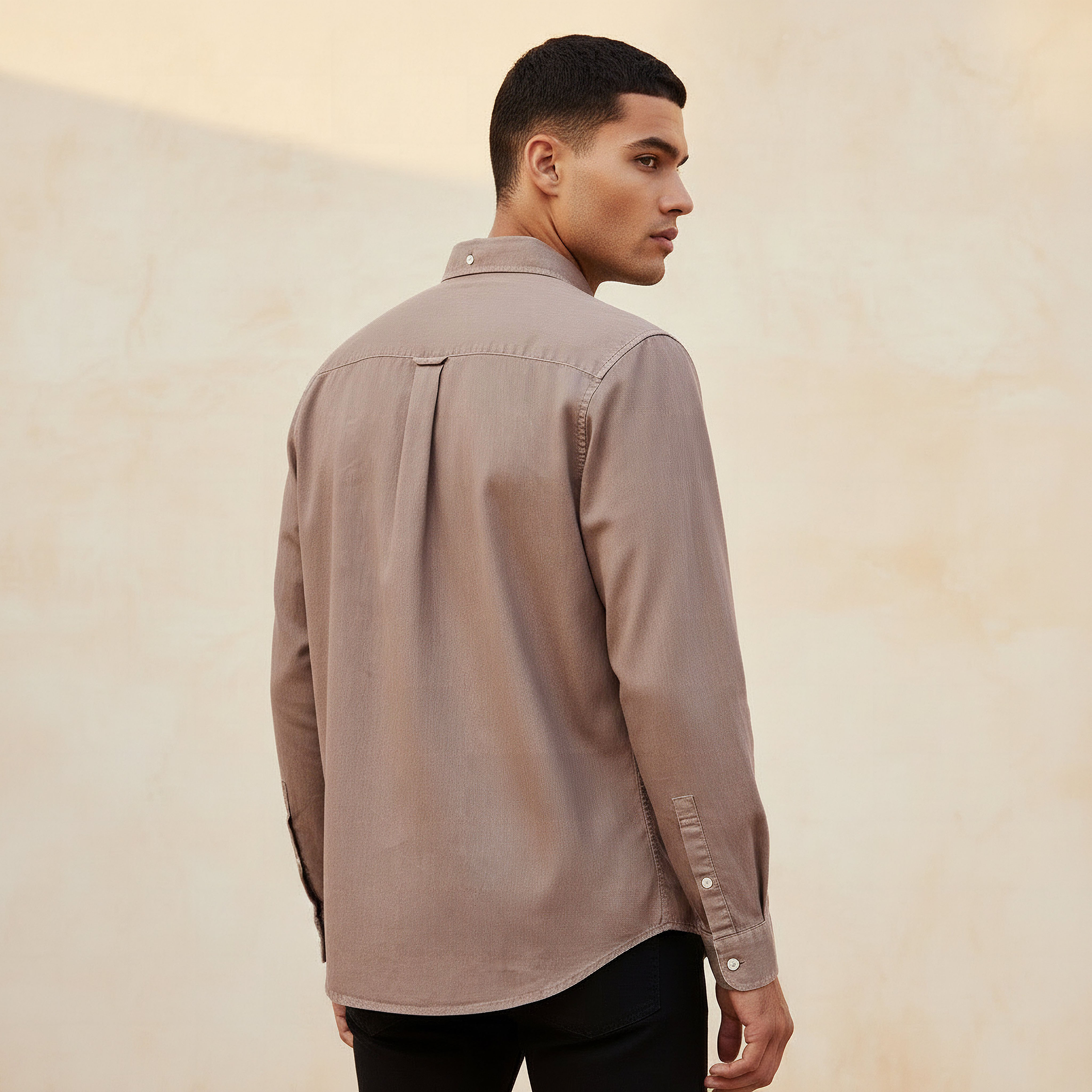 Men Regular Fit Button-Down Collar Long Sleeves Denim Shirt-men-clothing-shirts-image-4