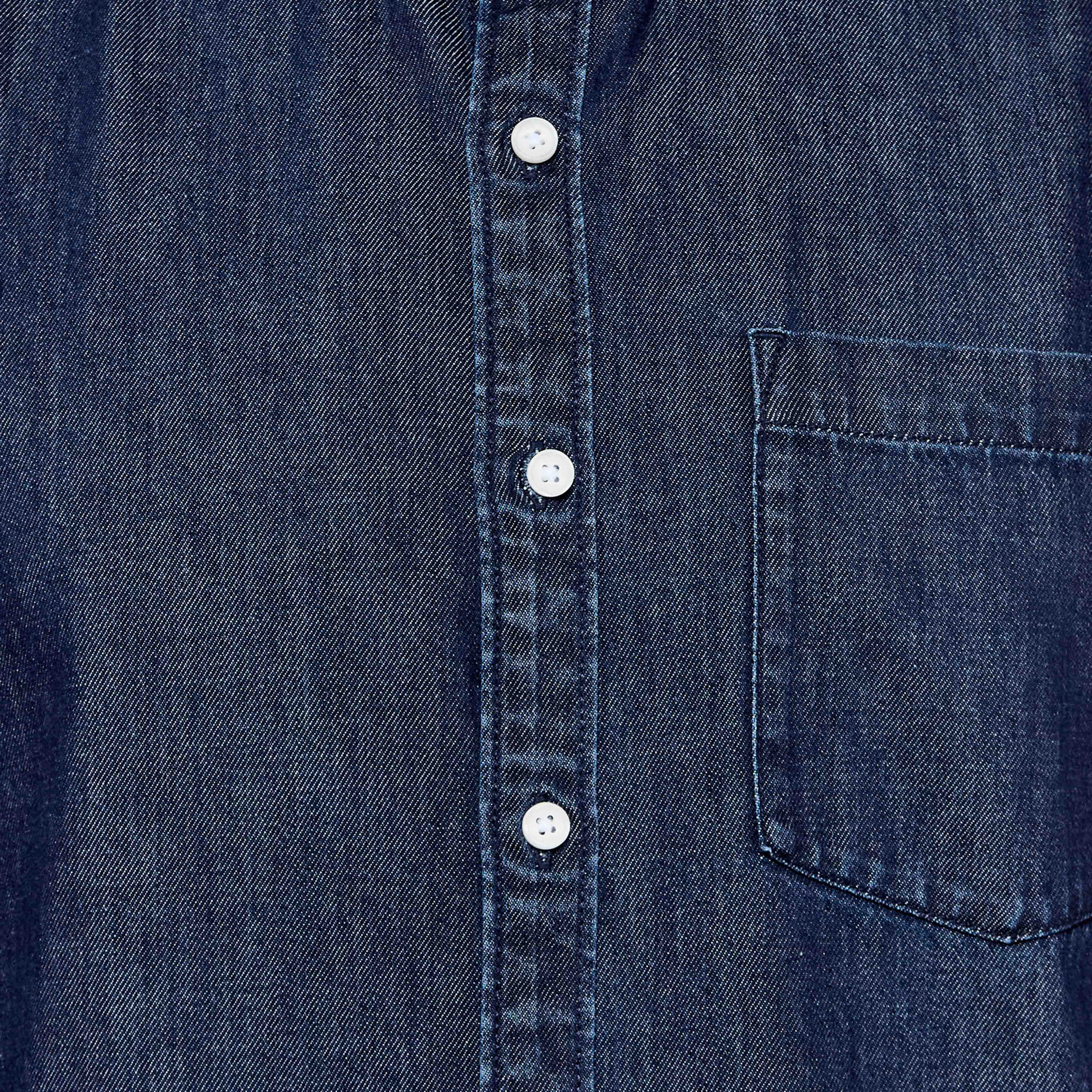 Men Regular Fit Button-Down Collar Long Sleeves Denim Shirt-men-clothing-shirts-image-2