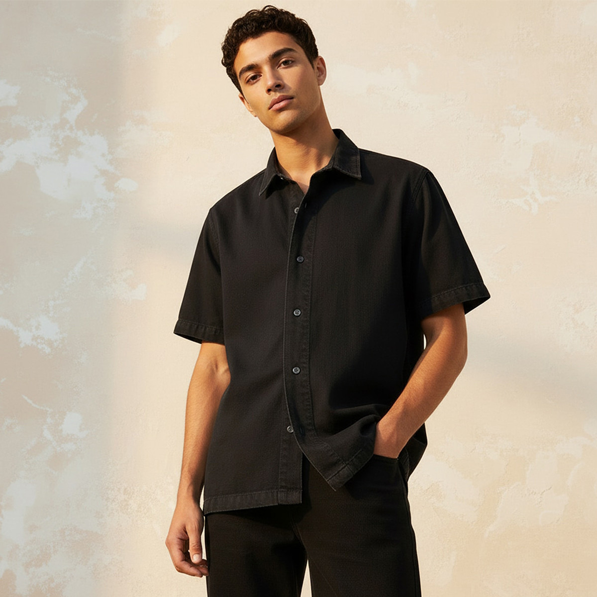 Men Collared Short Sleeves Shirt-men-clothing-shirts-image-1