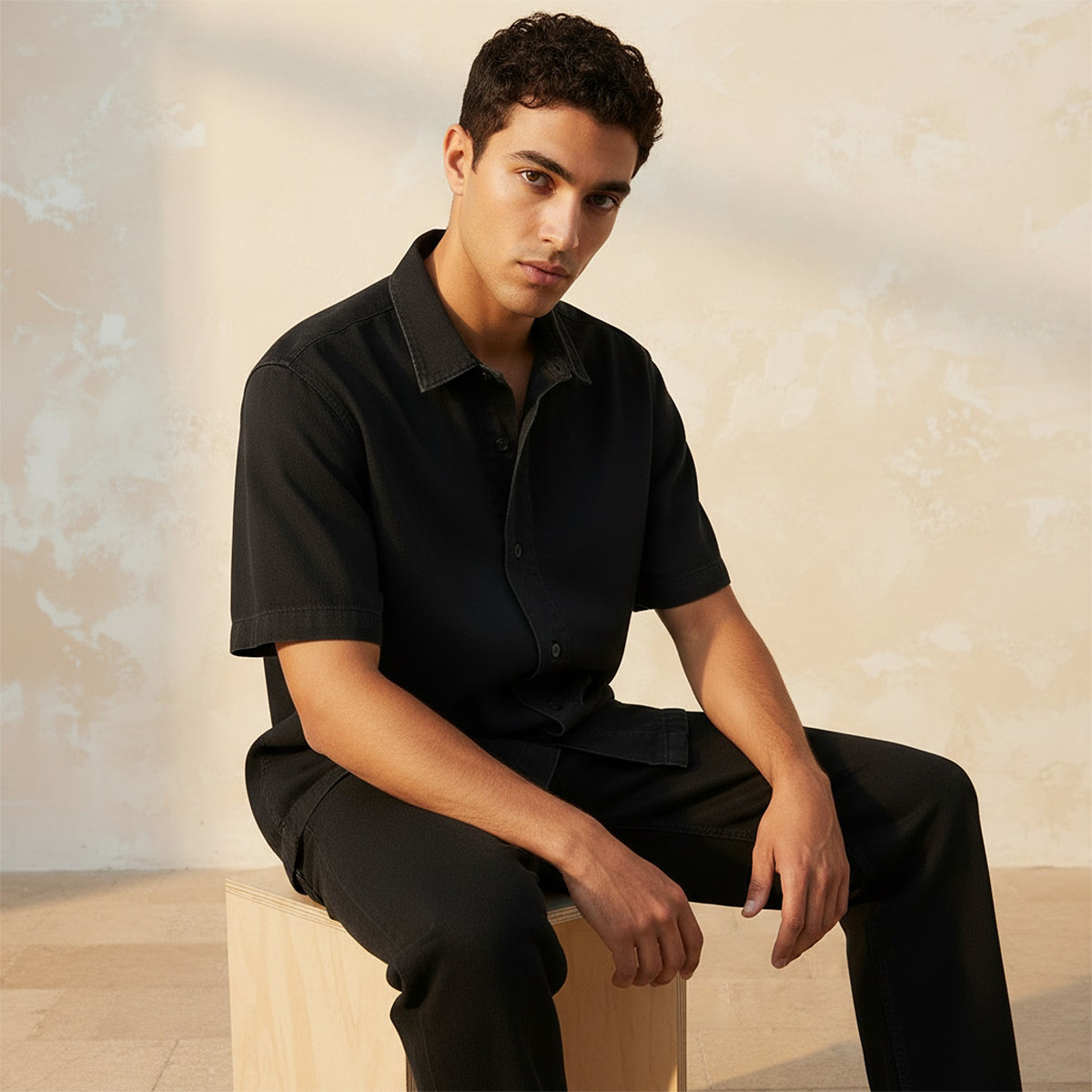 Men Collared Short Sleeves Shirt-men-clothing-shirts-image-5