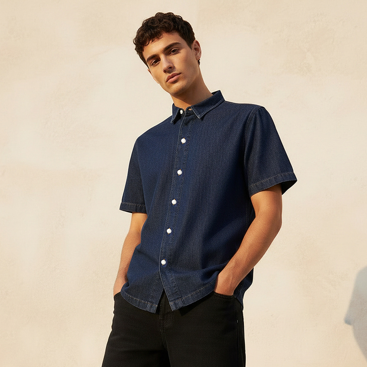 Men Collared Short Sleeves Shirt-men-clothing-shirts-image-1