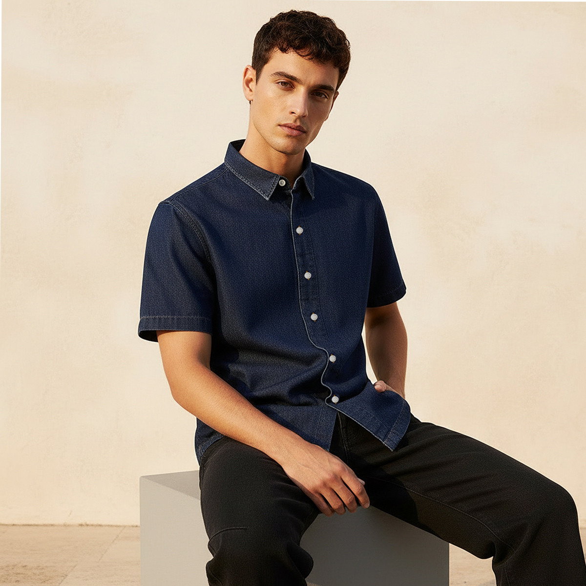 Men Collared Short Sleeves Shirt-men-clothing-shirts-image-5