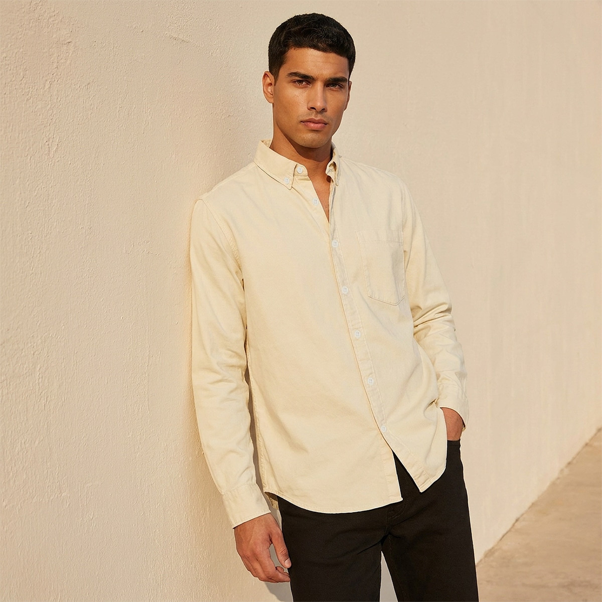 Splash Denim Regular Fit Button-Down Collar Long Sleeves Shirt-men-clothing-shirts-image-1