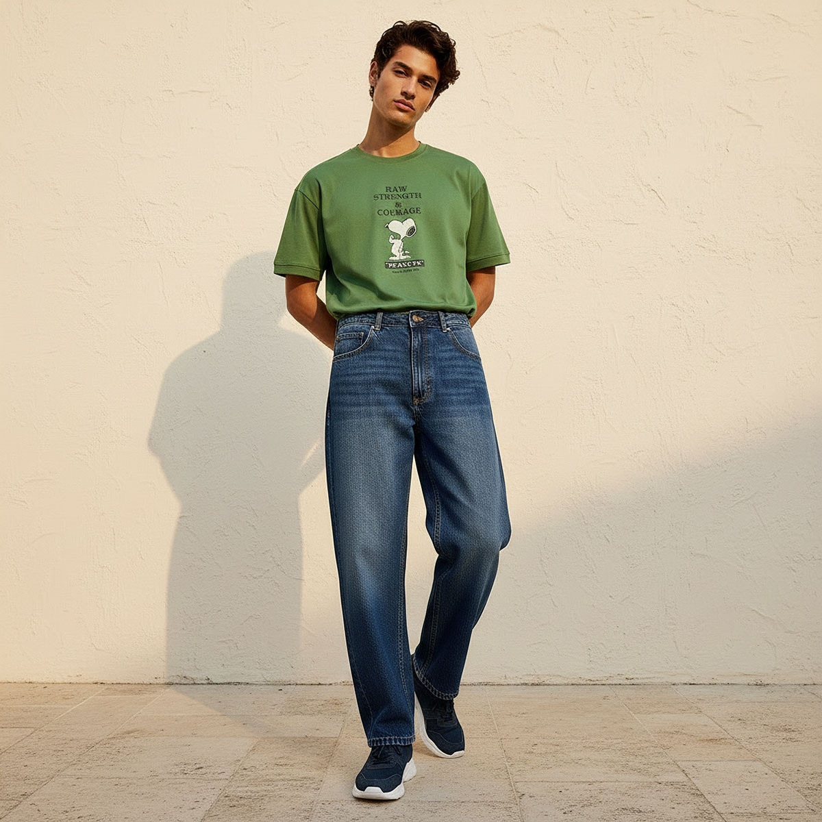 بنطلون جينز دينم بخصر متوسط الارتفاع وقصة باجي من سبلاش-men-clothing-jeans-image-3
