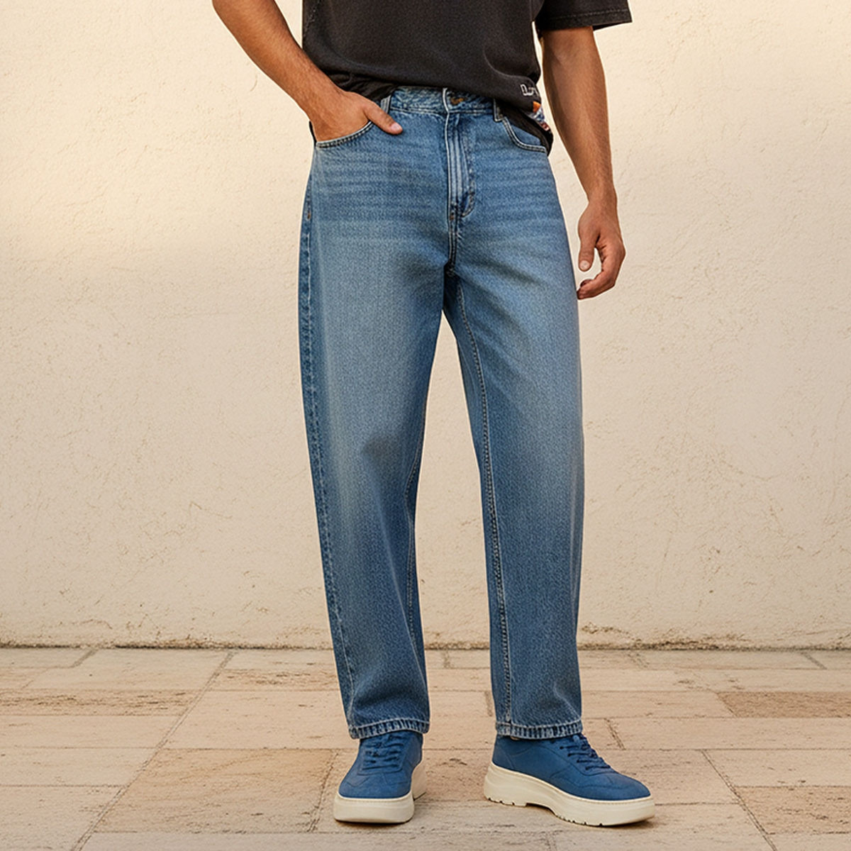 Splash Denim Baggy Fit Mid-Rise Jeans-men-clothing-jeans-image-1