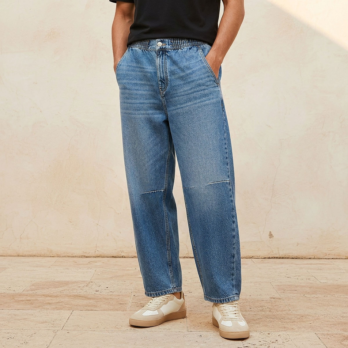 بنطلون جينز دينم بقصة مستقيمة وزر إغلاق من سبلاش-men-clothing-bottoms-jeans-image-1