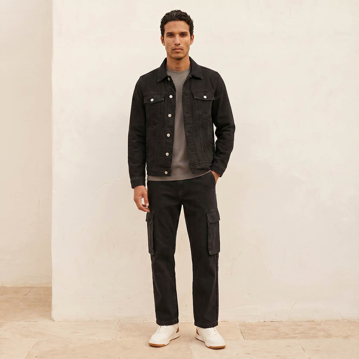 Splash Denim Regular Fit Flap Pocket Trucker Jacket-men-clothing-jacketsandblazers-jackets-image-3