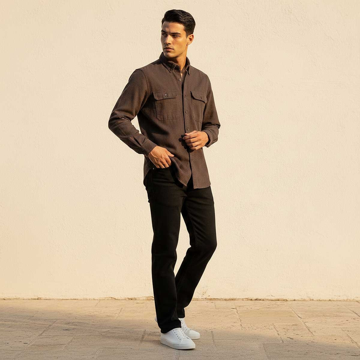 Splash Denim Button-Down Collar Long Sleeves Shirt-men-clothing-shirts-image-5
