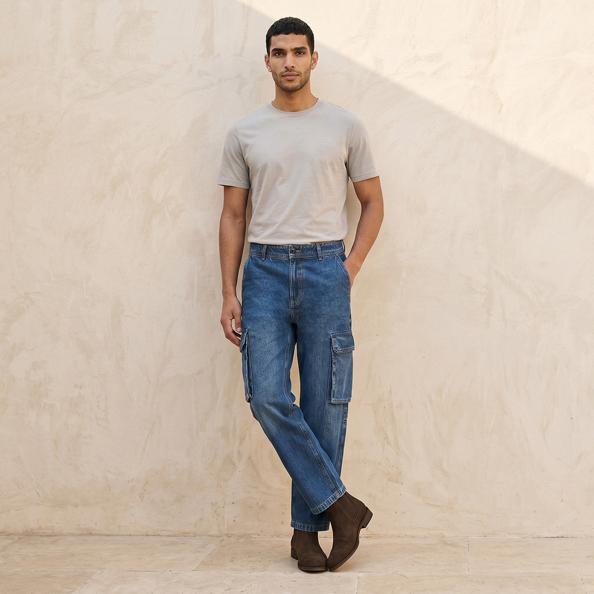 بنطلون دينم كارجو قطن من سبلاش-men-clothing-jeans-image-3