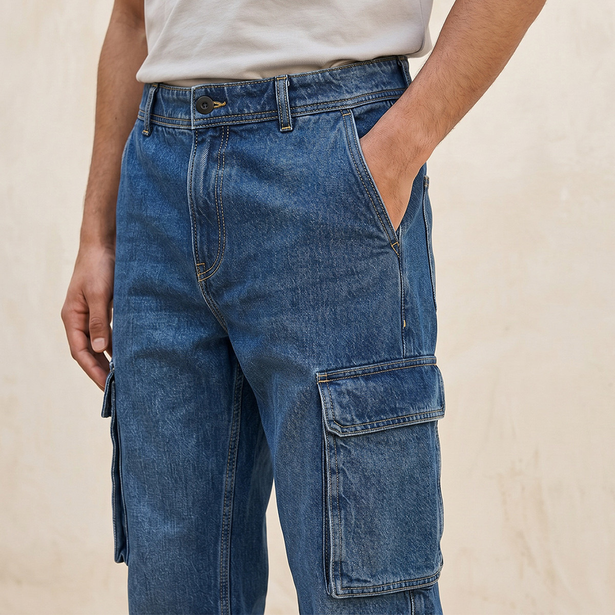 بنطلون دينم كارجو قطن من سبلاش-men-clothing-jeans-image-5
