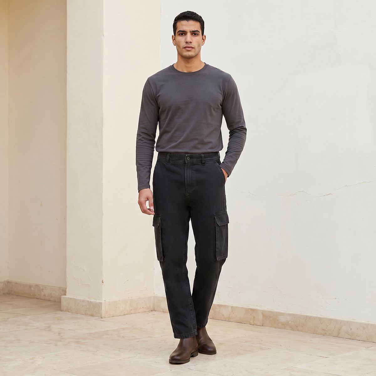 بنطلون دينم كارجو قطن من سبلاش-men-clothing-jeans-image-3