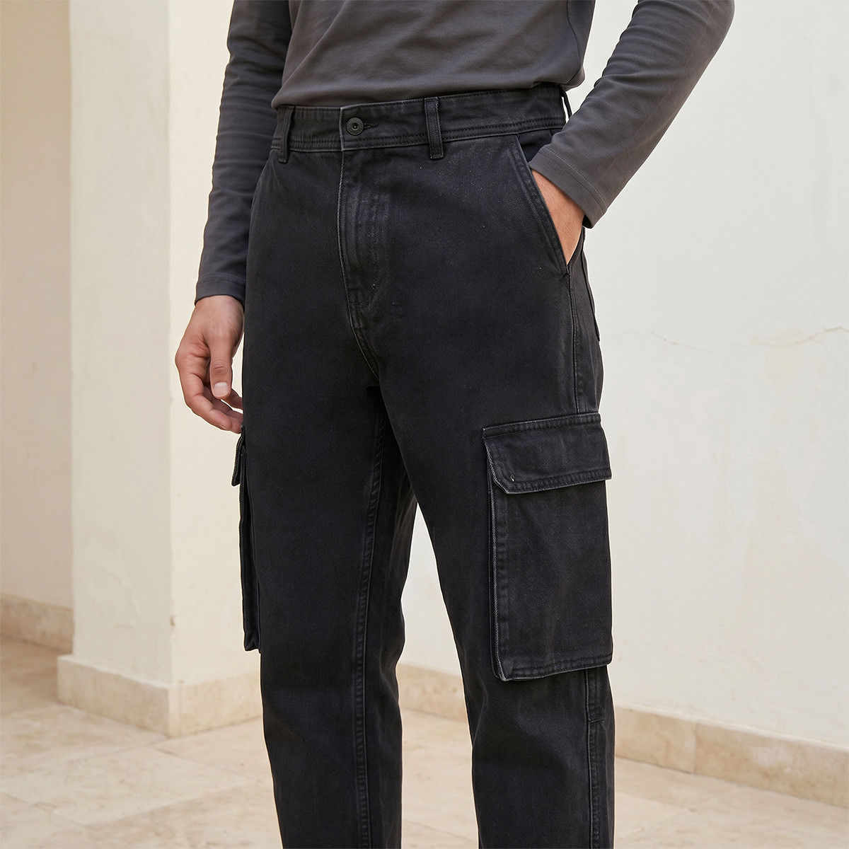 بنطلون دينم كارجو قطن من سبلاش-men-clothing-jeans-image-5
