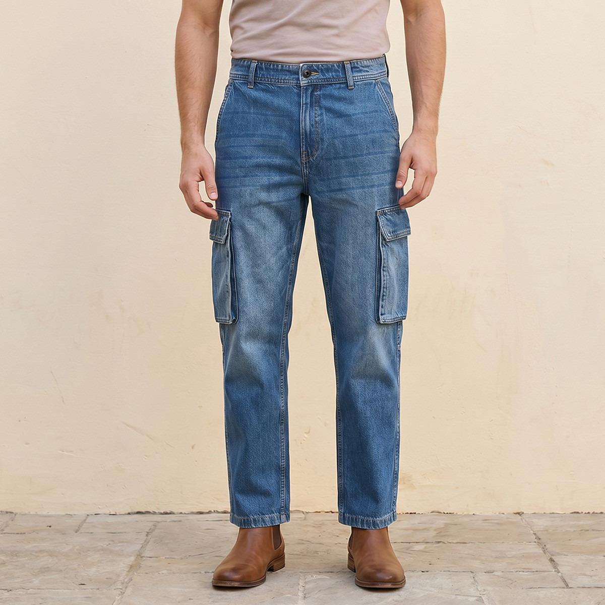 Splash Denim Cotton Cargo Jeans-men-clothing-jeans-image-1