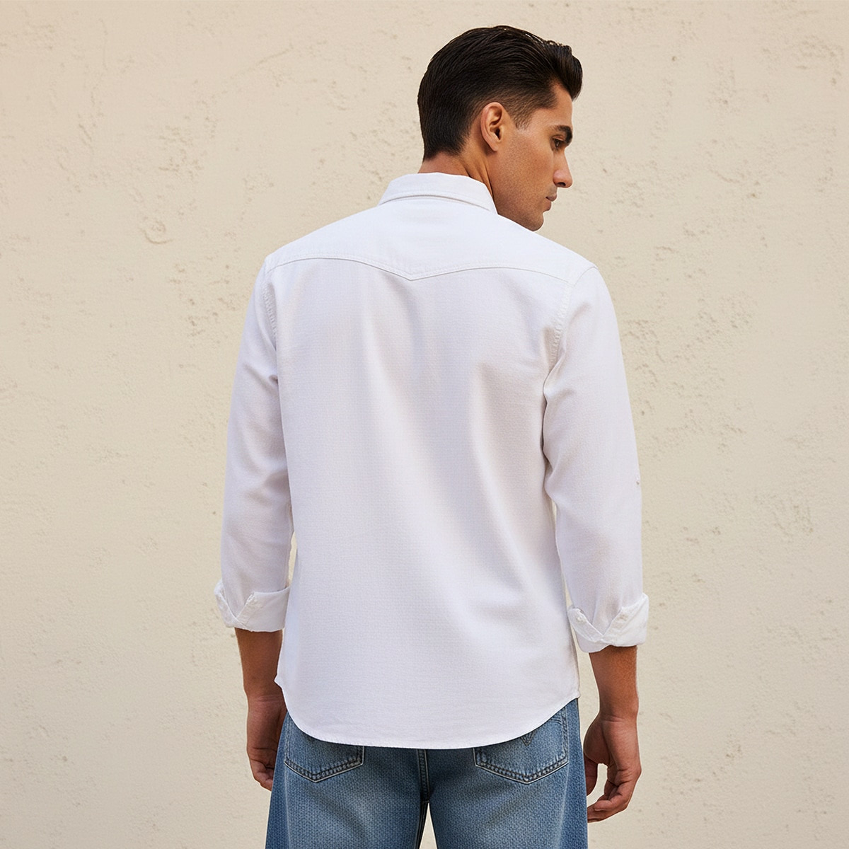 Splash Denim Textured Long Sleeves Slub Shirt-men-clothing-shirts-image-4