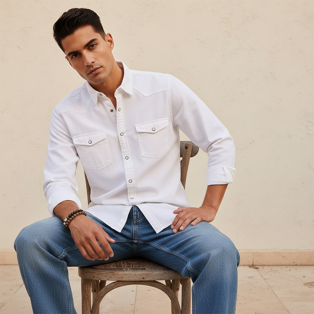 Splash Denim Textured Long Sleeves Slub Shirt-men-clothing-shirts-image-6