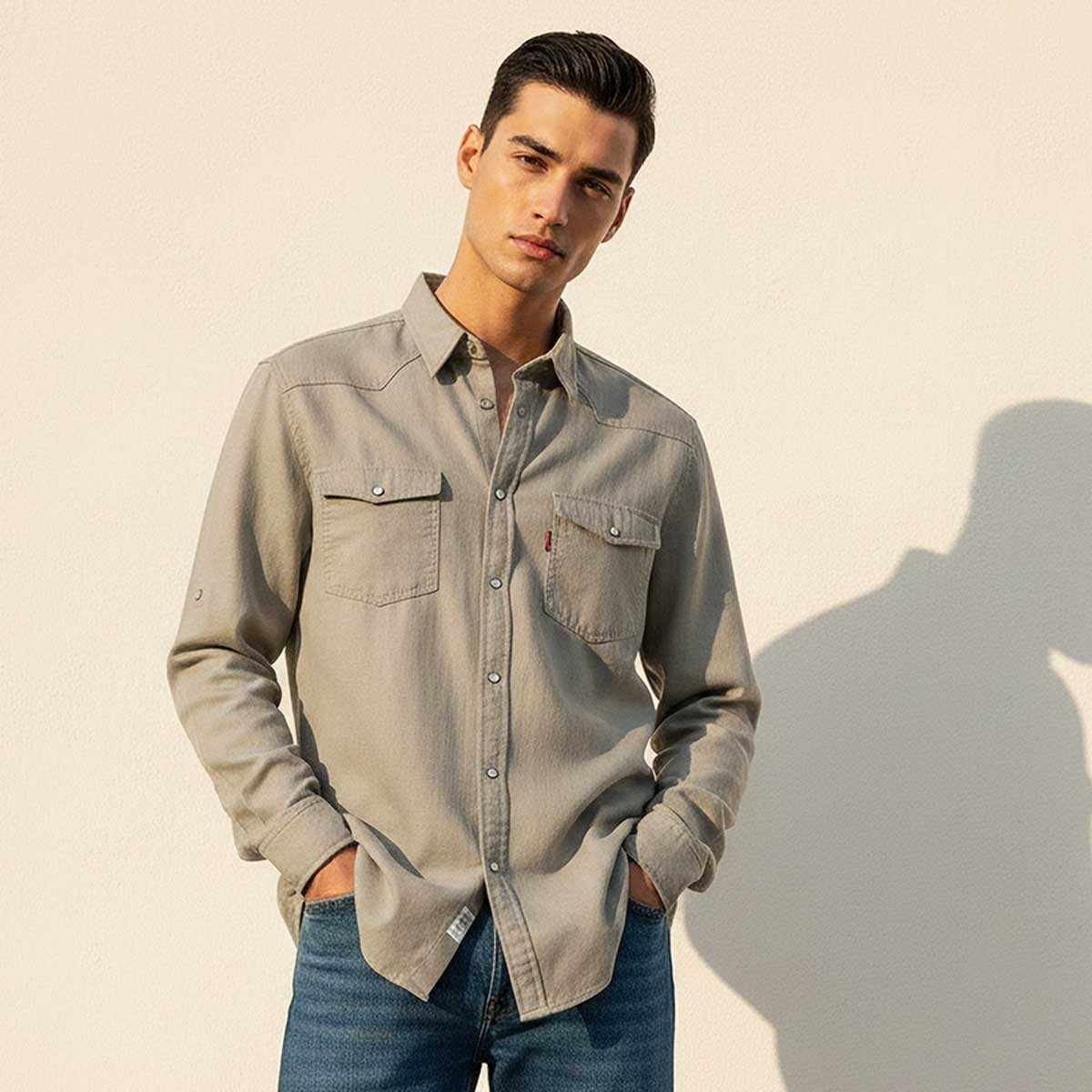 قميص بارز الملمس بأكمام طويلة من سبلاش دنيم-men-clothing-shirts-image-1