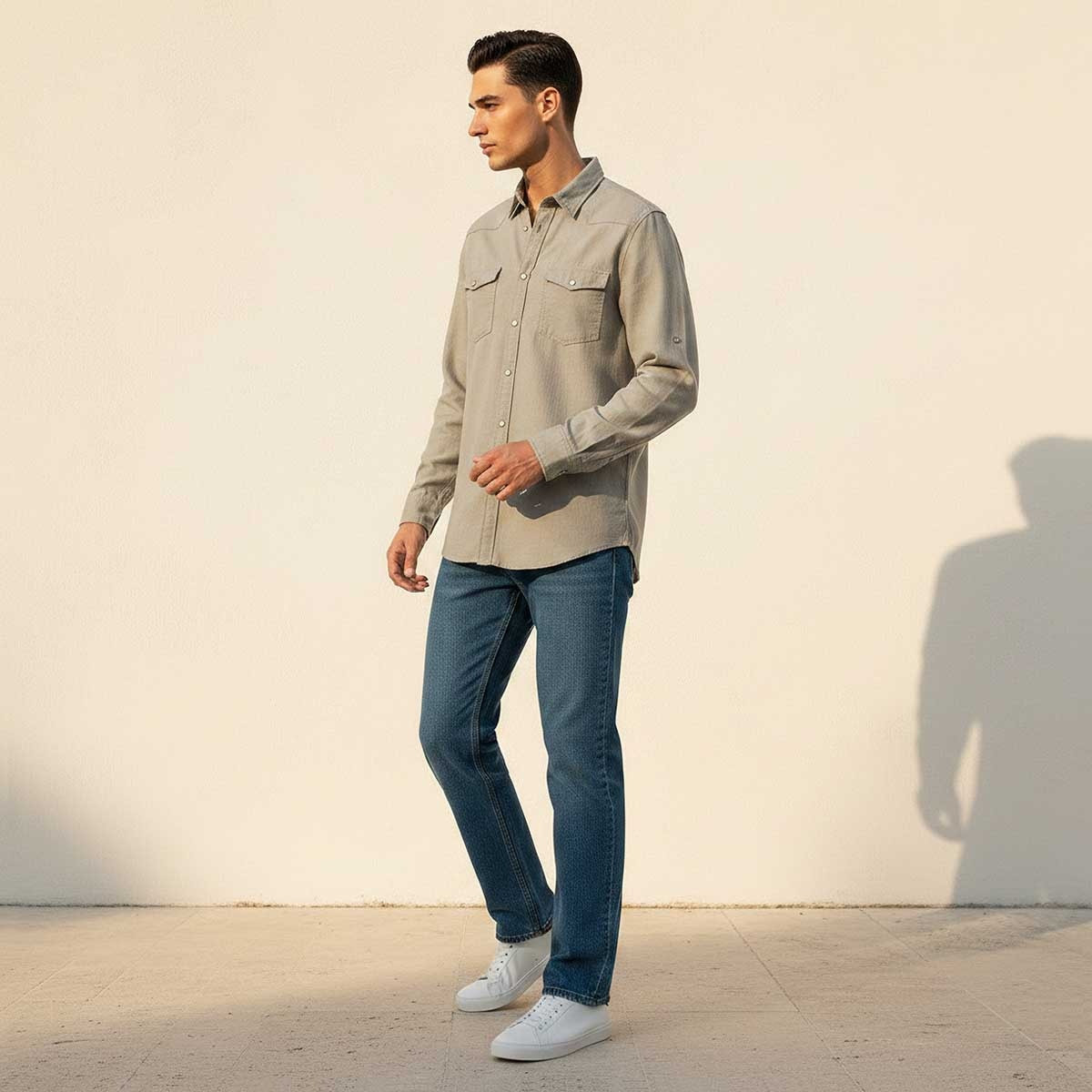 قميص بارز الملمس بأكمام طويلة من سبلاش دنيم-men-clothing-shirts-image-5