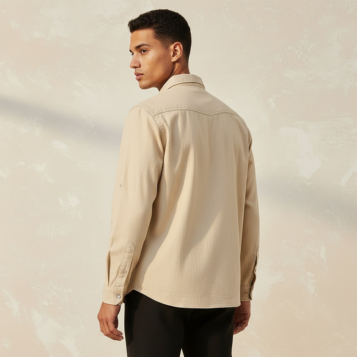 Splash Denim Textured Long Sleeves Slub Shirt-men-clothing-shirts-image-4