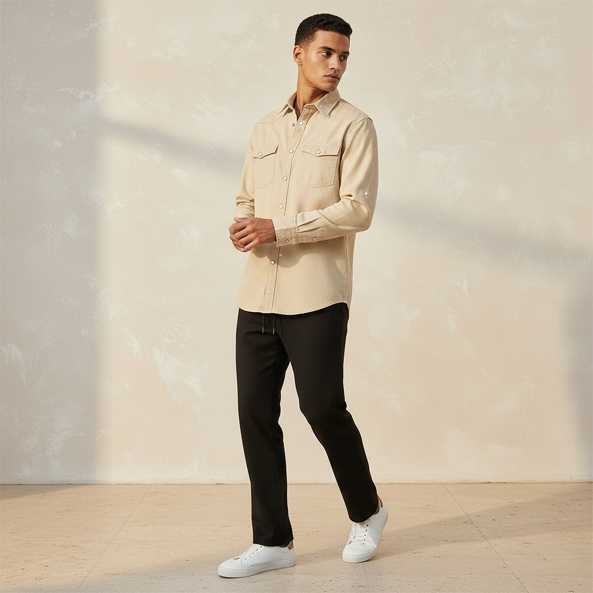 Splash Denim Textured Long Sleeves Slub Shirt-men-clothing-shirts-image-5