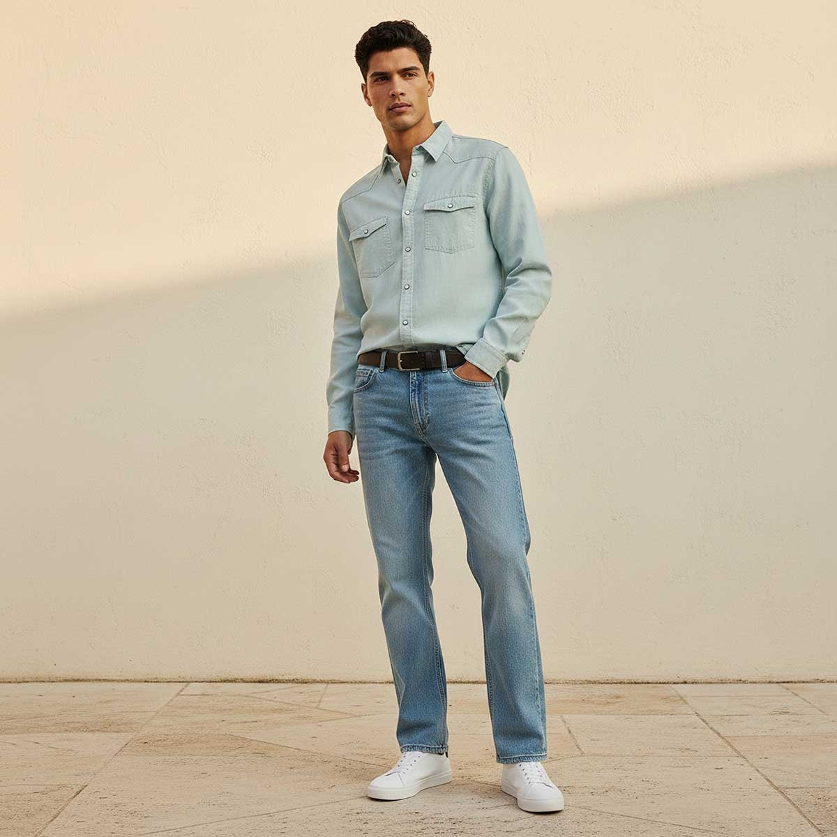 Splash Denim Textured Long Sleeves Slub Shirt-men-clothing-shirts-image-3