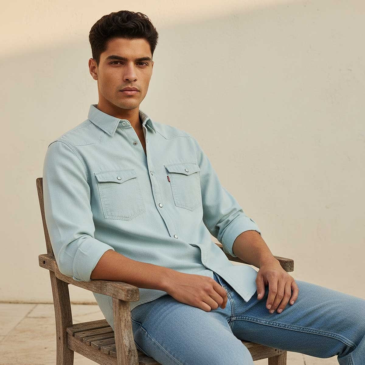 Splash Denim Textured Long Sleeves Slub Shirt-men-clothing-shirts-image-5