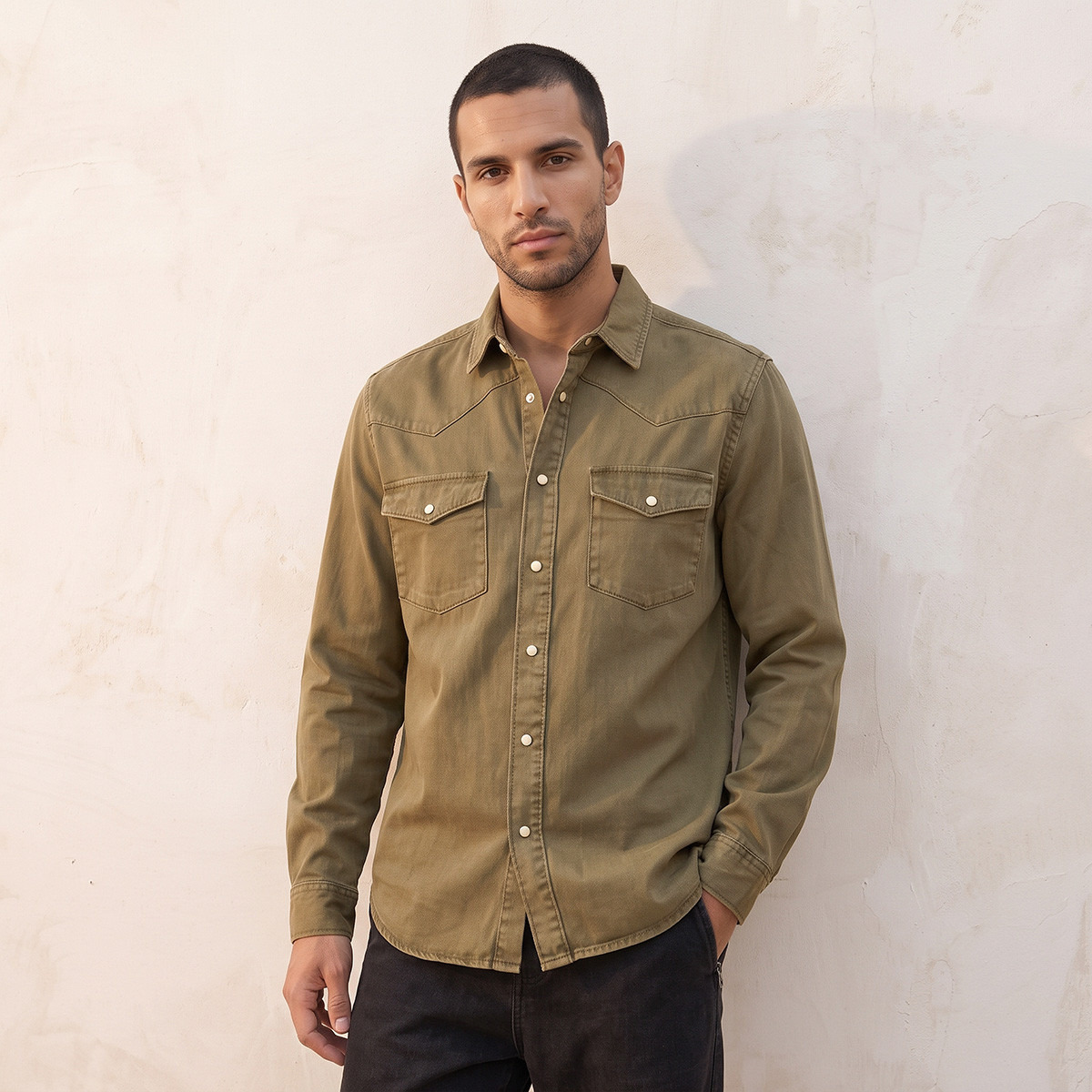 Splash Denim Regular Fit Denim Shirt-men-clothing-shirts-image-1