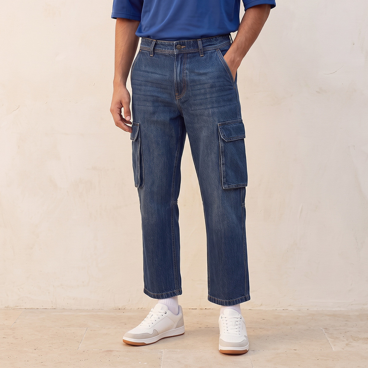 Splash Denim Relaxed Fit Cargo Jeans-men-clothing-jeans-image-1