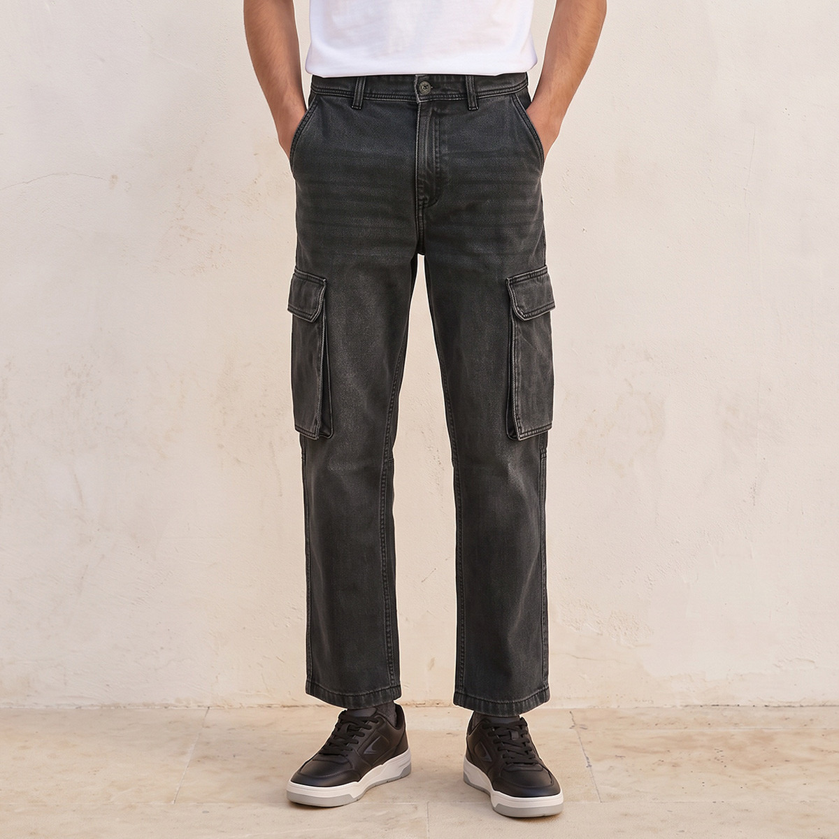 Splash Denim Relaxed Fit Cargo Jeans-men-clothing-jeans-image-1