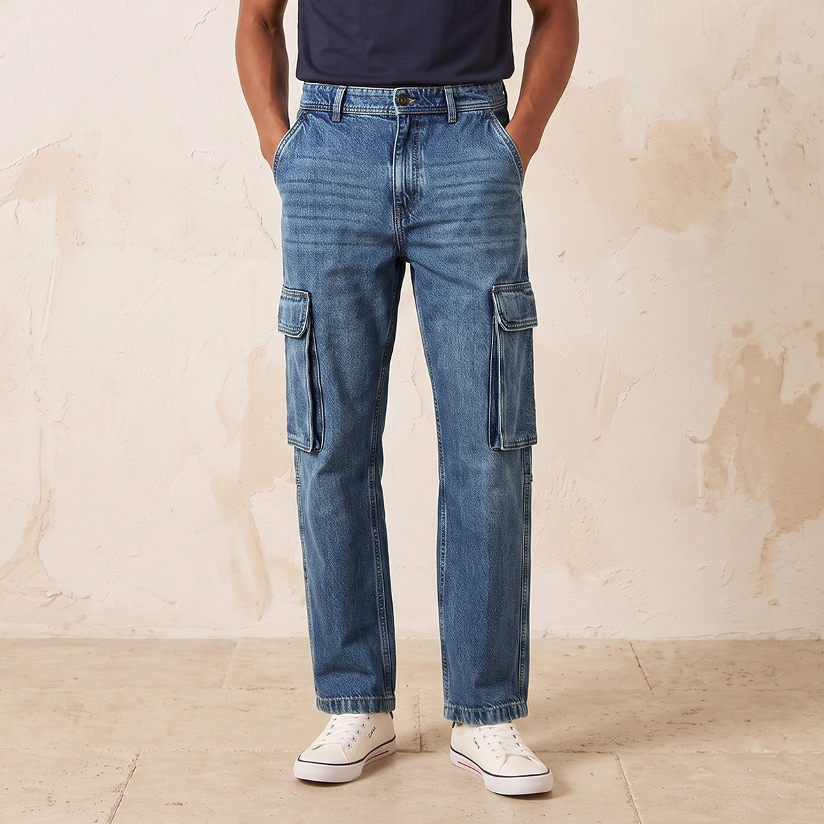 Splash Denim Relaxed Fit Cargo Jeans-men-clothing-jeans-image-1