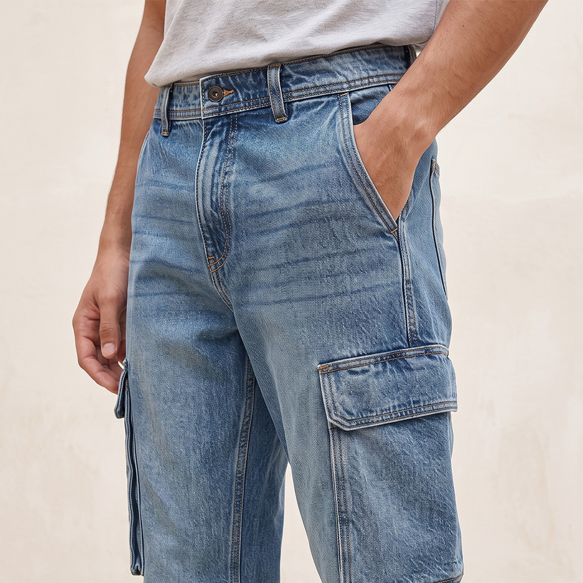 بنطلون كارجو جينز بقصة منتظممة من سبلاش-men-clothing-jeans-image-5
