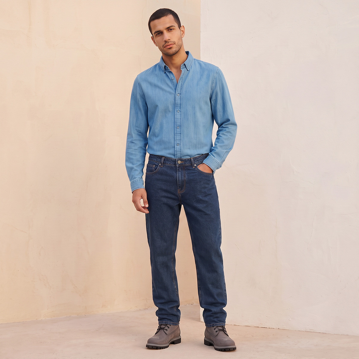 Splash Denim Regular Fit Cotton Shirt-men-clothing-shirts-image-4