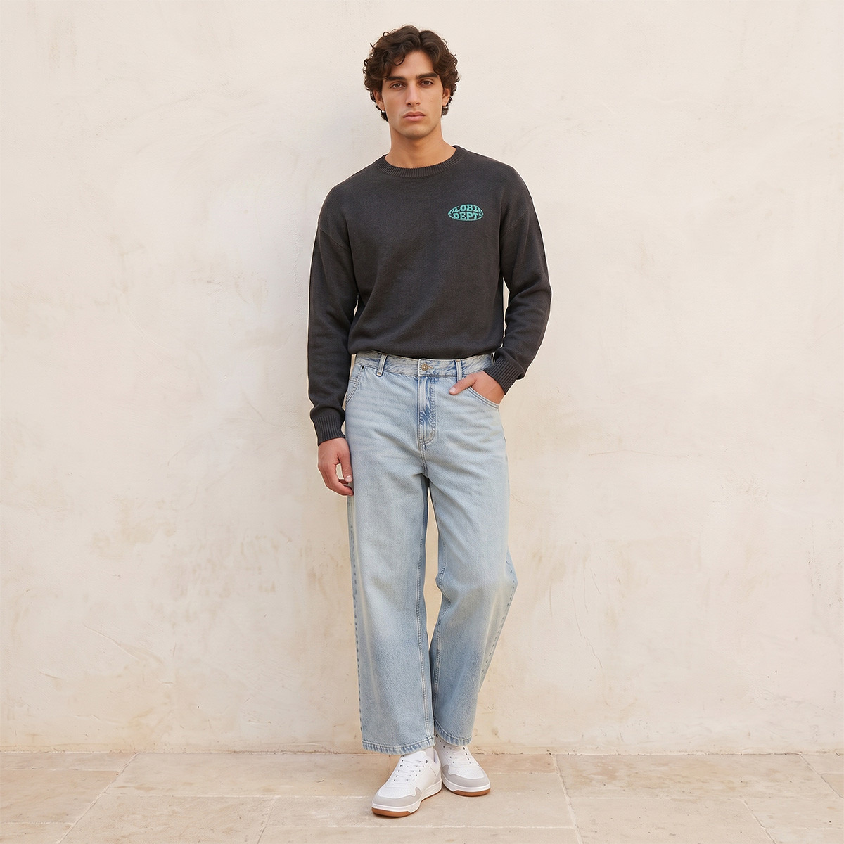 بنطلون جينز بخصر بزر وقصة سكايتر من سبلاش دينم-men-clothing-jeans-image-2