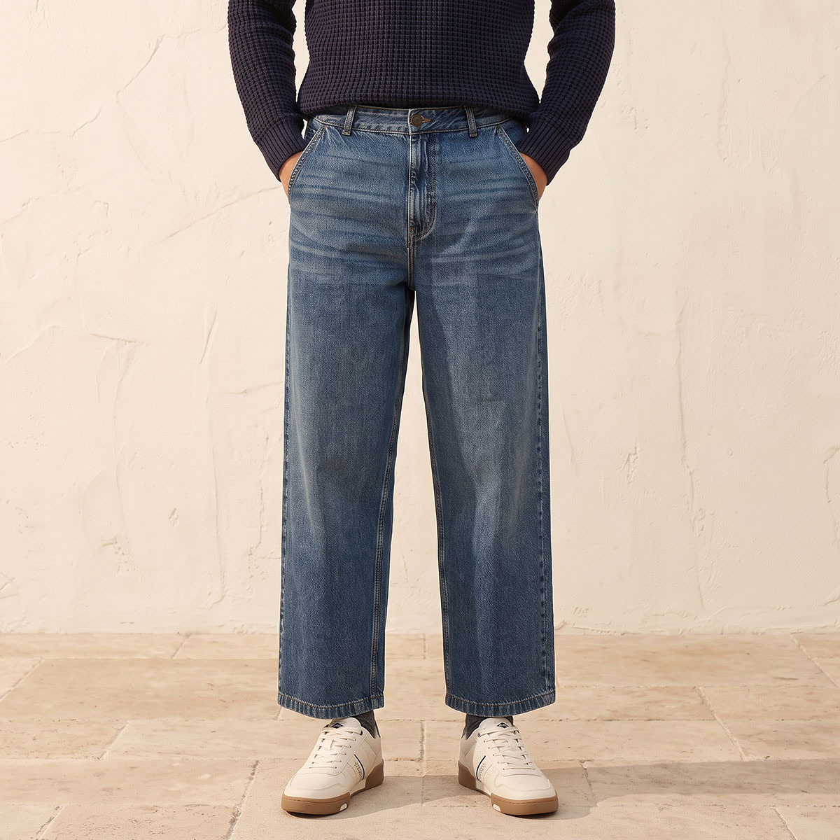 بنطلون جينز بخصر بزر وقصة سكايتر من سبلاش دينم-men-clothing-jeans-image-1