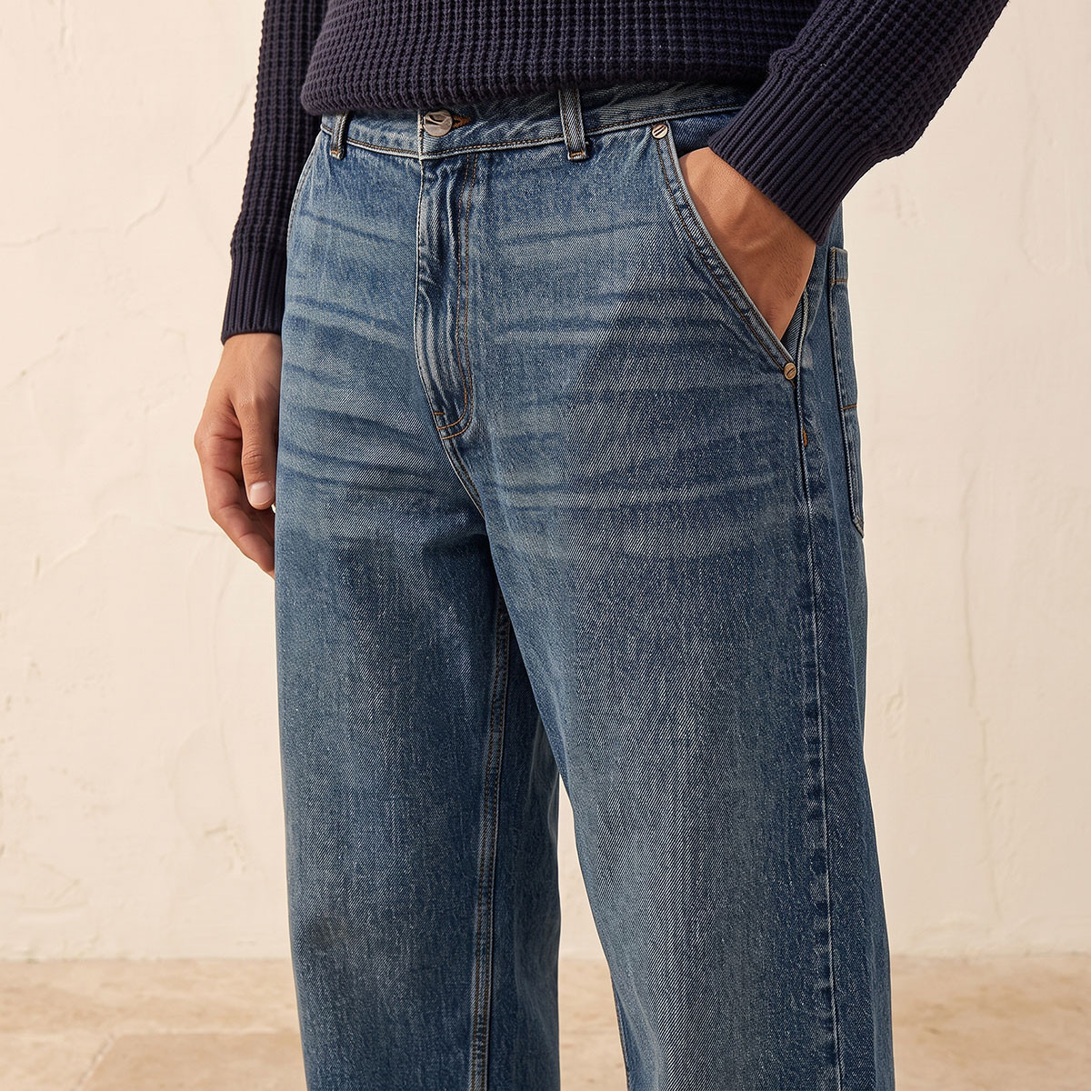 بنطلون جينز بخصر بزر وقصة سكايتر من سبلاش دينم-men-clothing-jeans-image-4